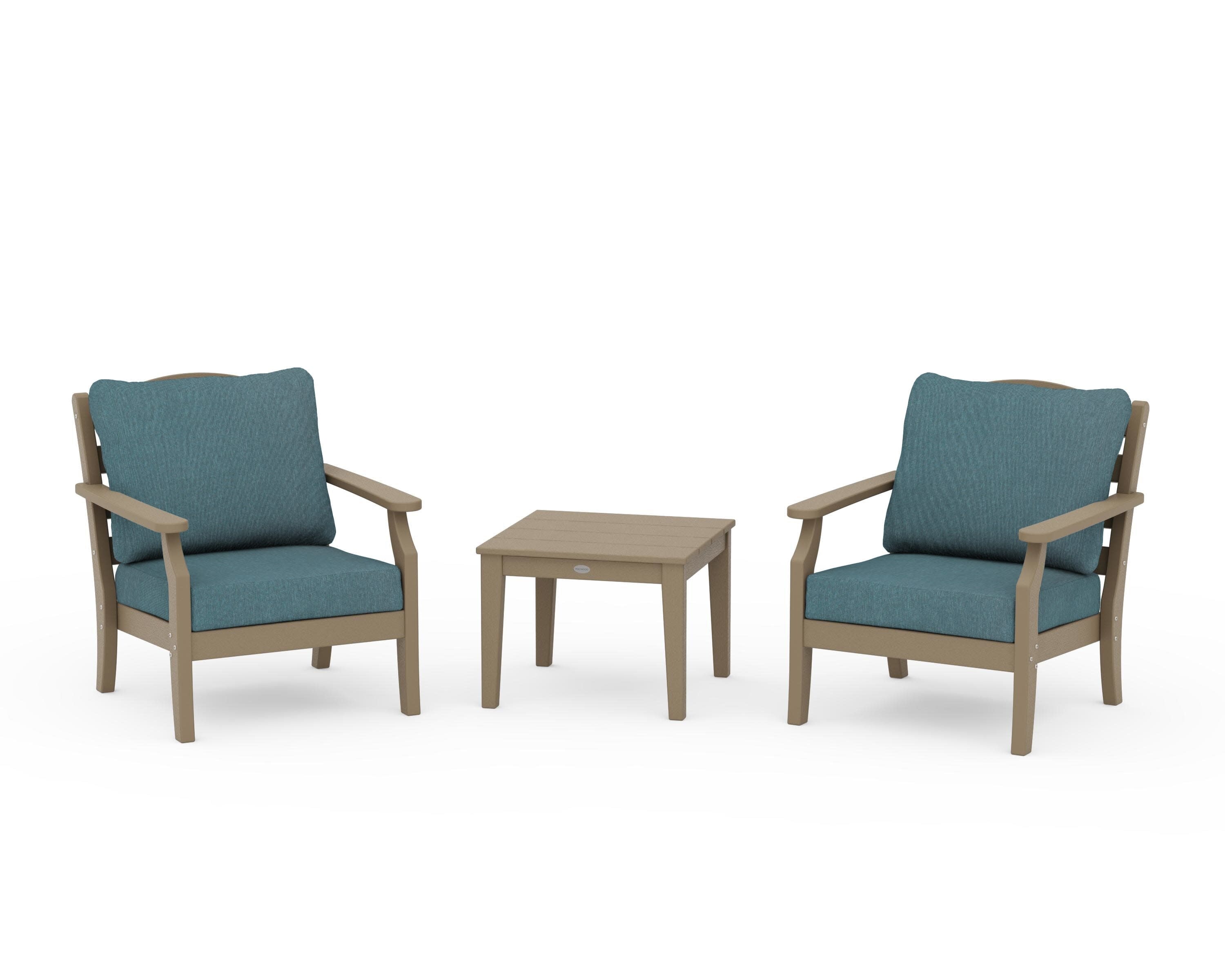 Savannah 3-Piece Deep Seating Set in Vintage Sahara / Ocean Teal