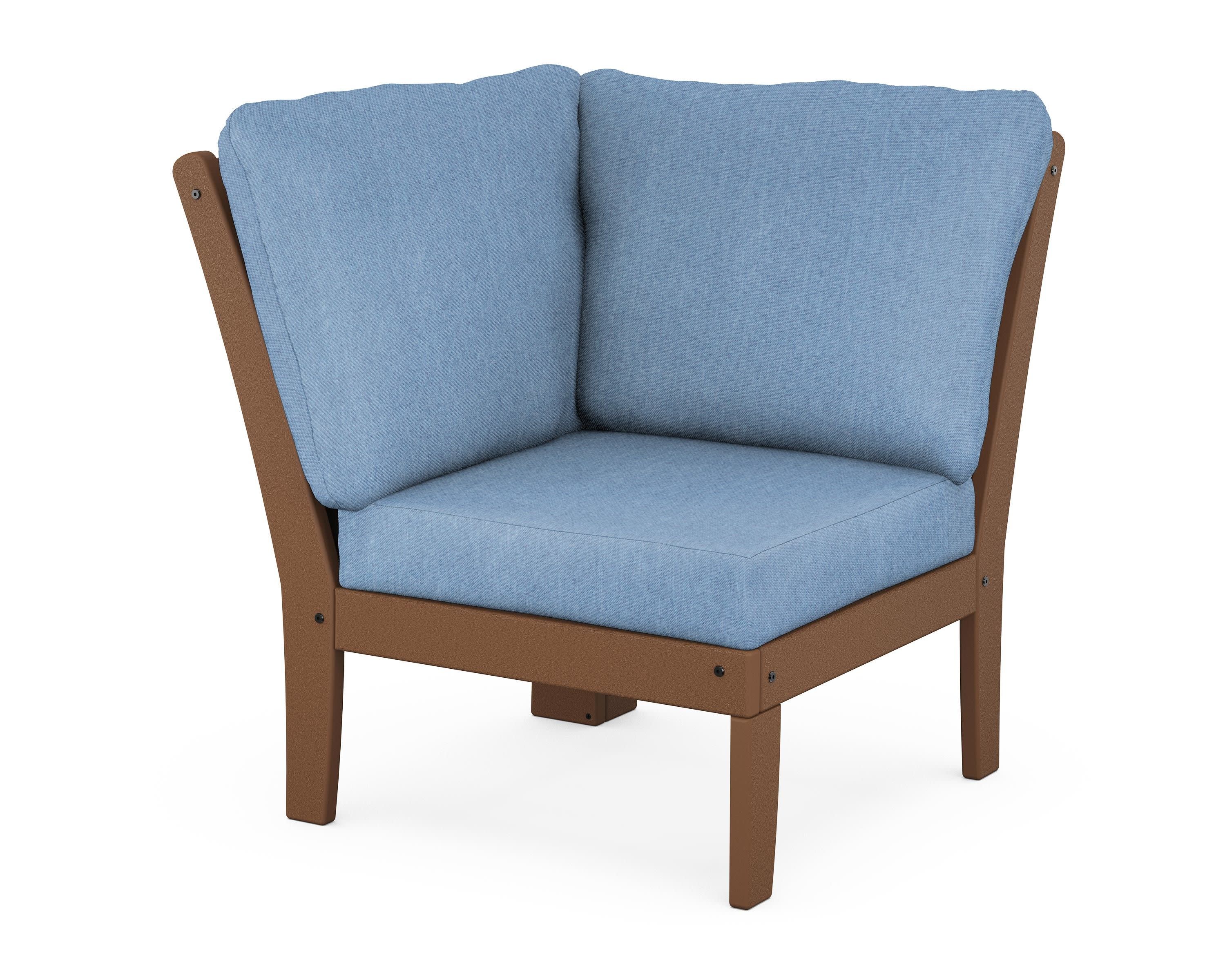 Braxton Modular Corner Chair in Teak / Sky Blue