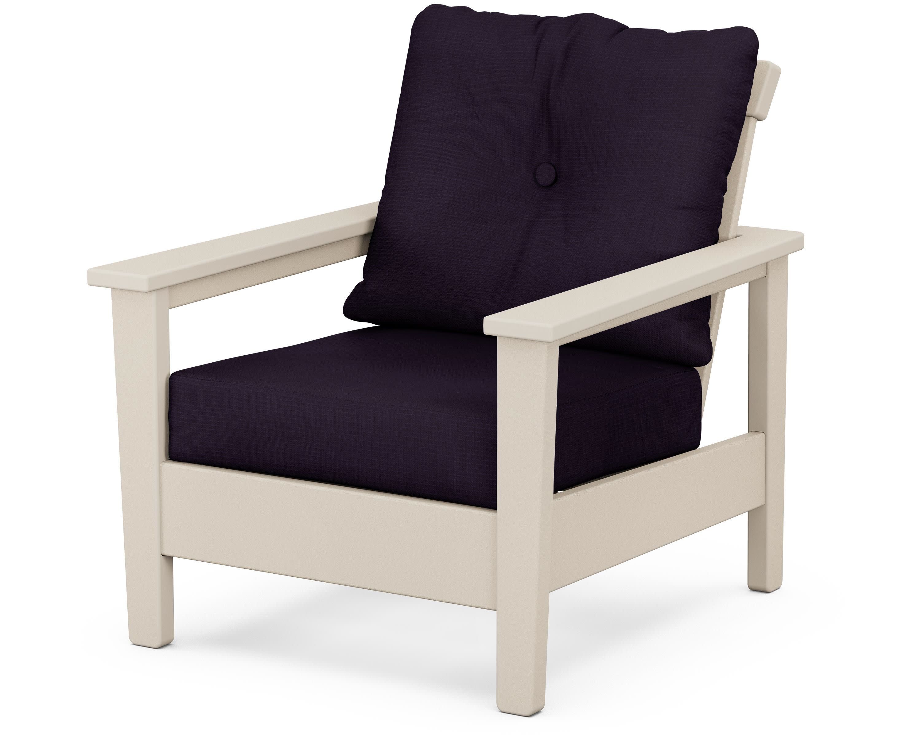 Prescott Deep Seating Chair in Sand / Navy Linen