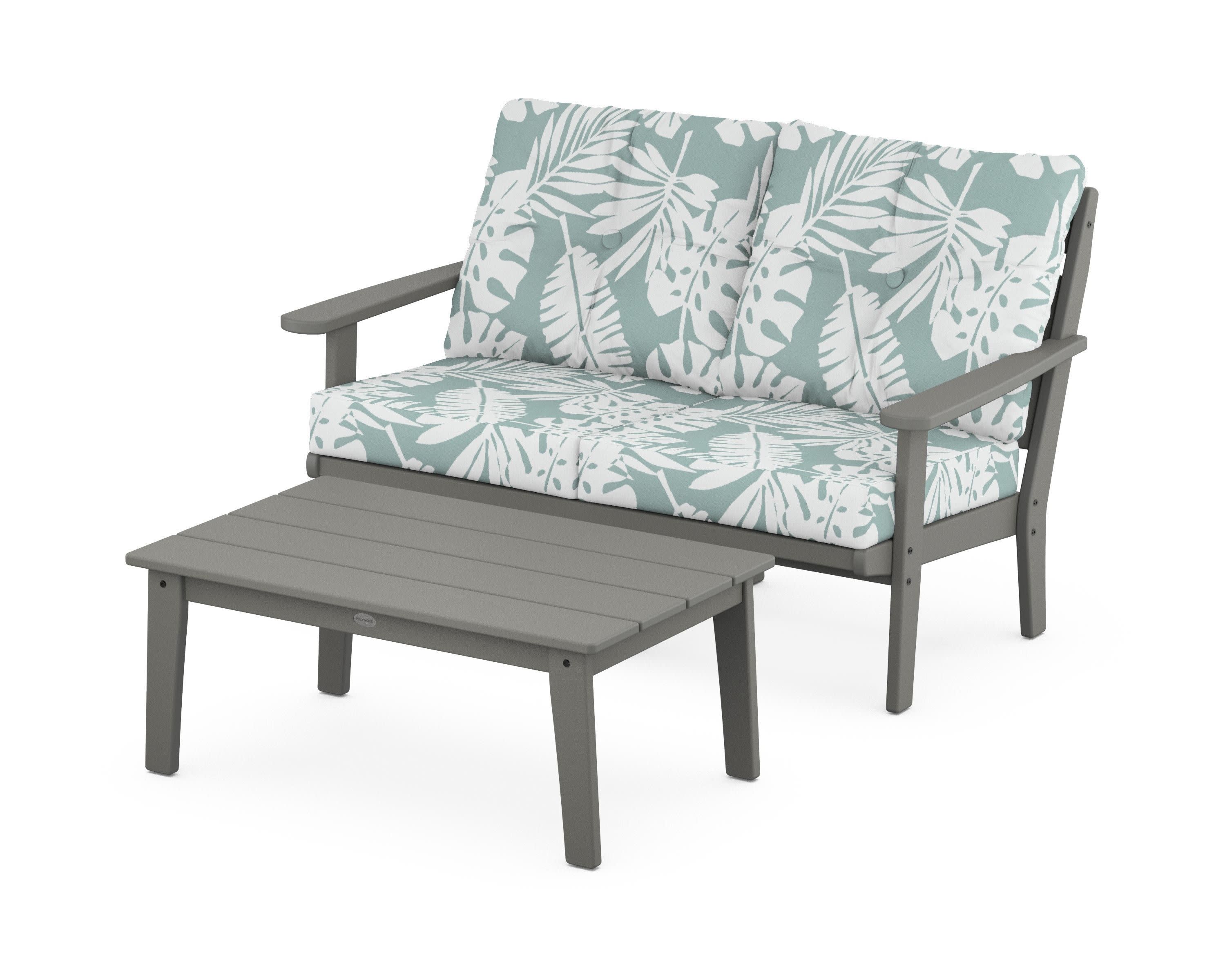 Lakeside 2-Piece Lounge Loveseat Set in Slate Grey / Leaf Glacier Spa