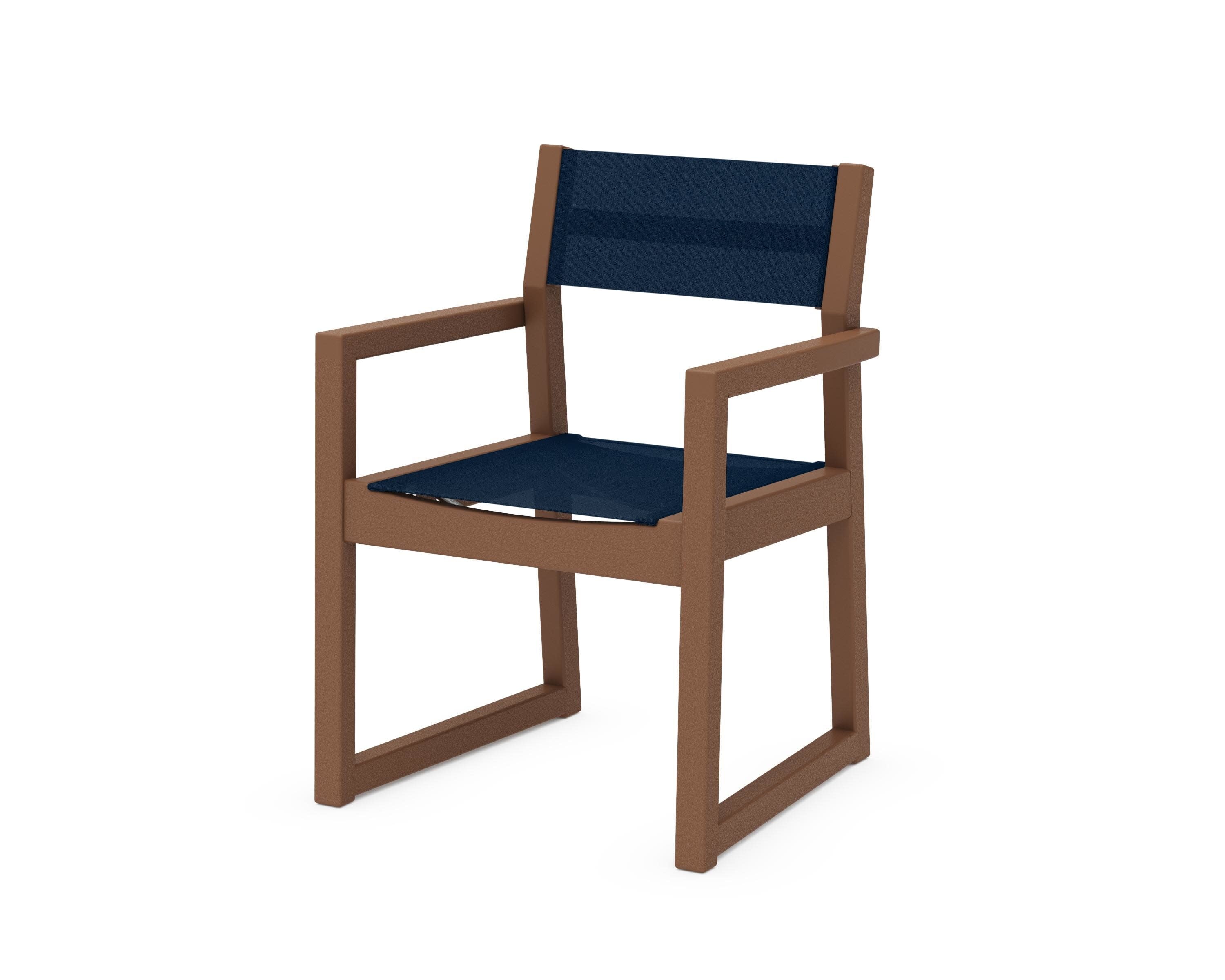 EDGE Sling Dining Arm Chair in Teak / Navy Blue Sling