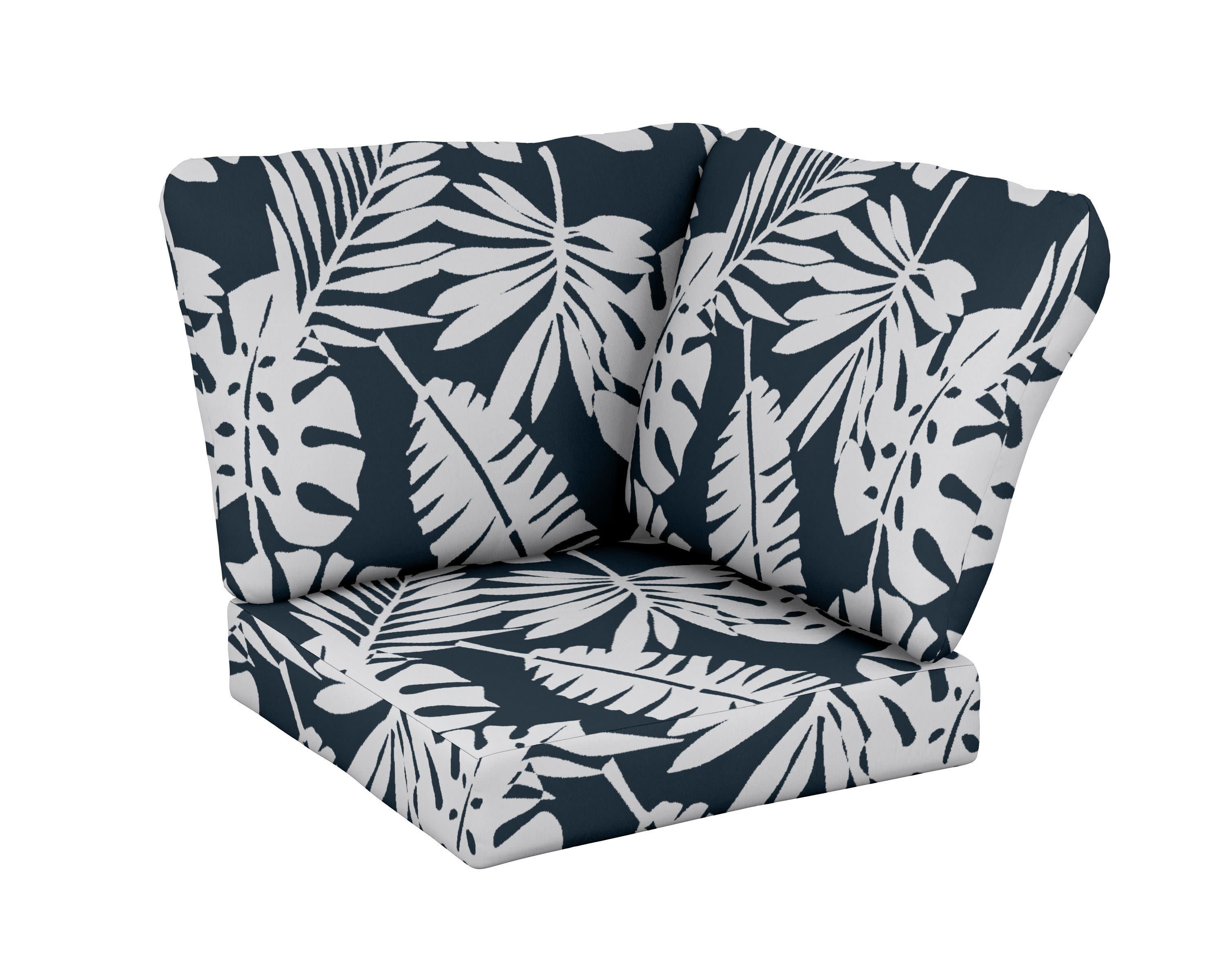 Baffle Modular Corner Cushion in Leaf Marine Indigo