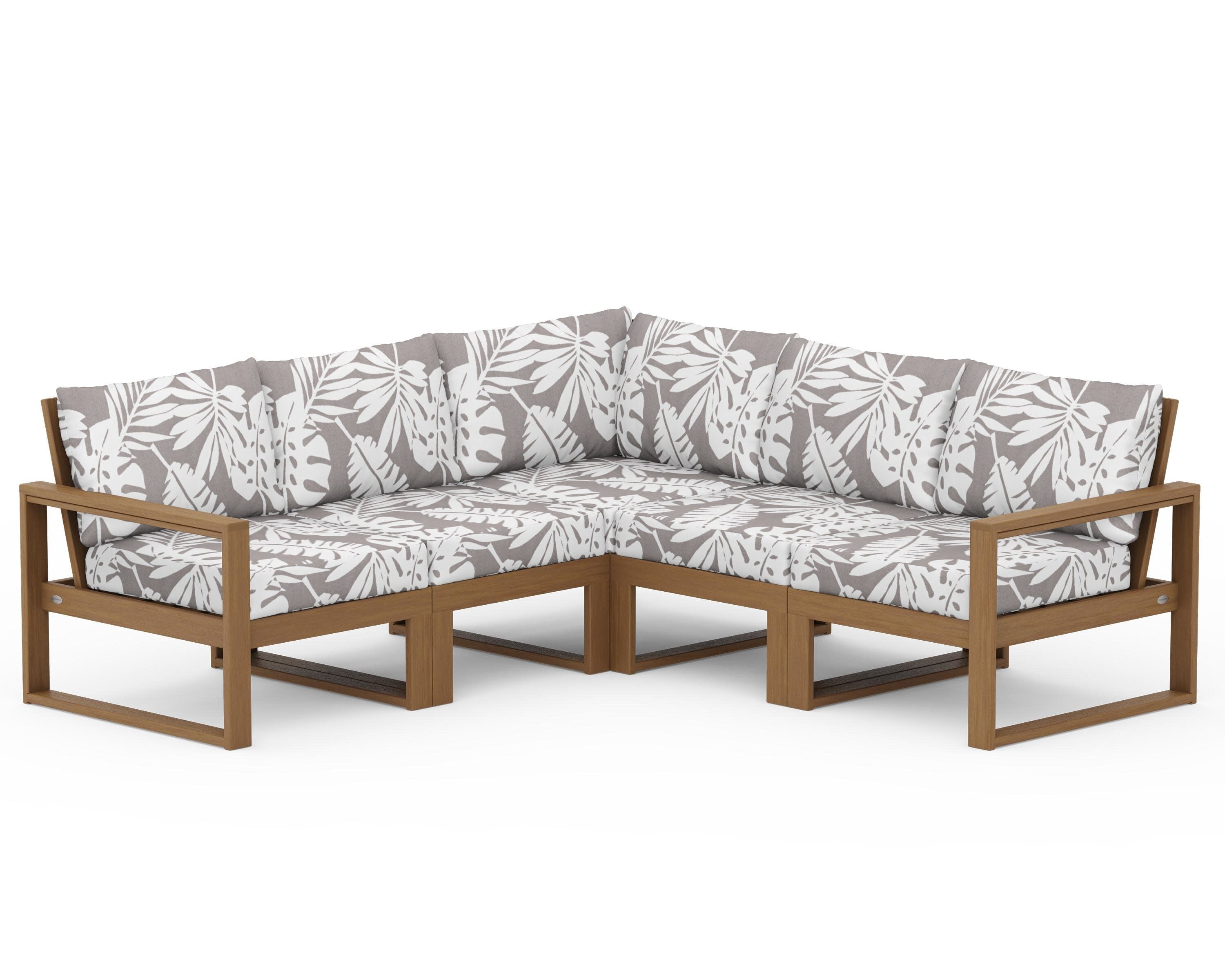 EDGE 5-Piece Modular Deep Seating Set in Natural / Leaf Grey Mist