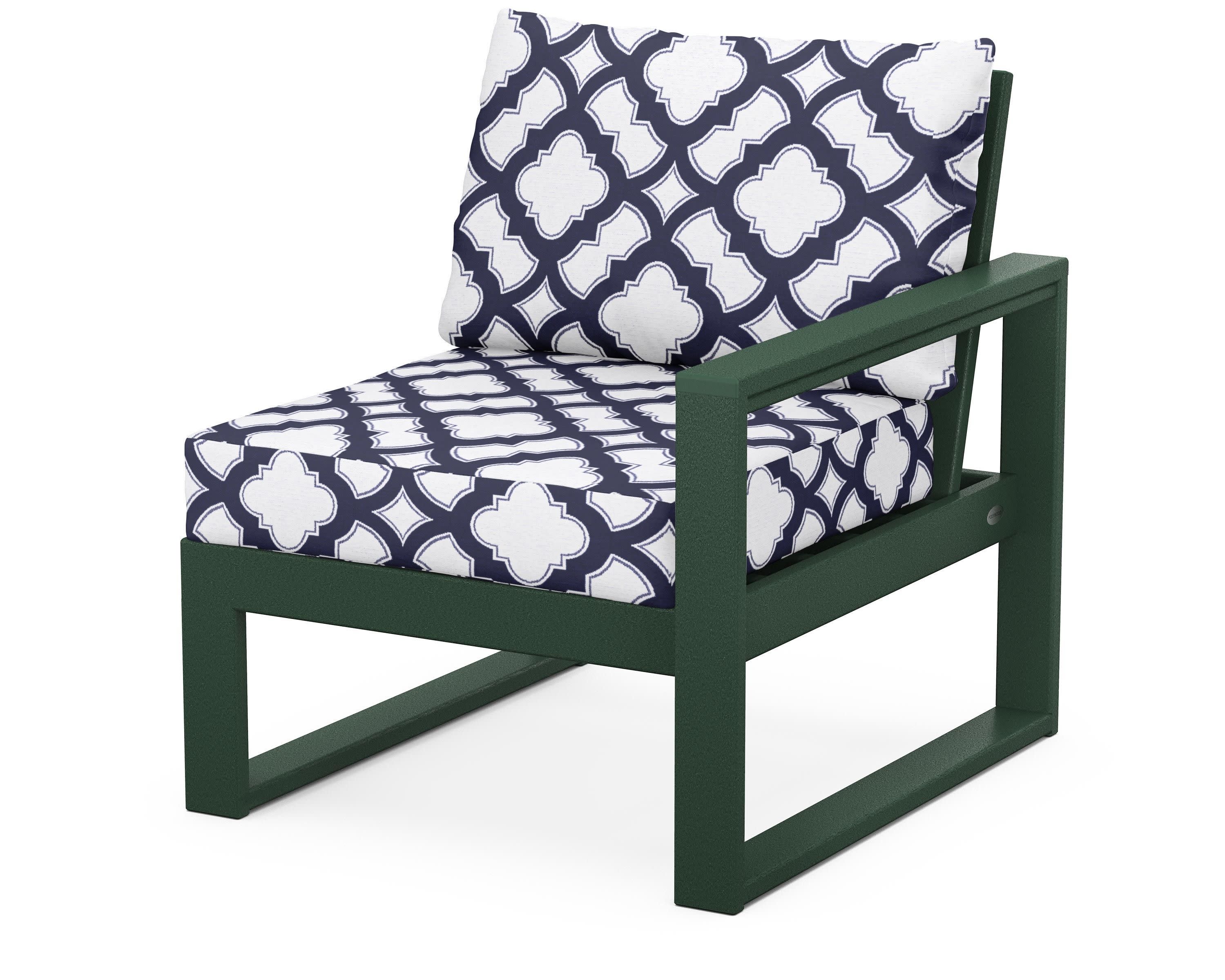 EDGE Modular Right Arm Chair in Green / Trellis Navy