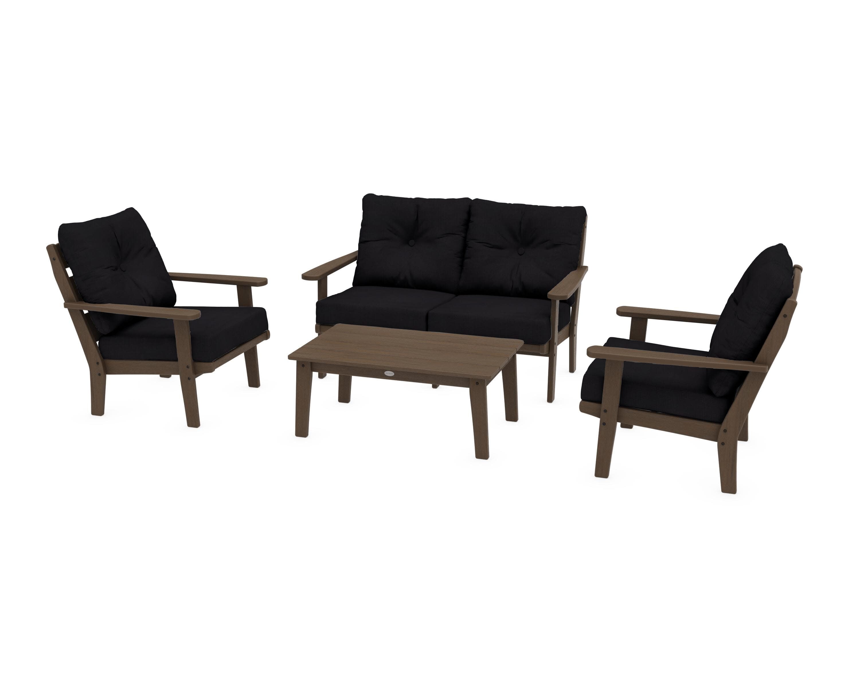 Lakeside 4-Piece Deep Seating Set in Kona / Midnight Linen