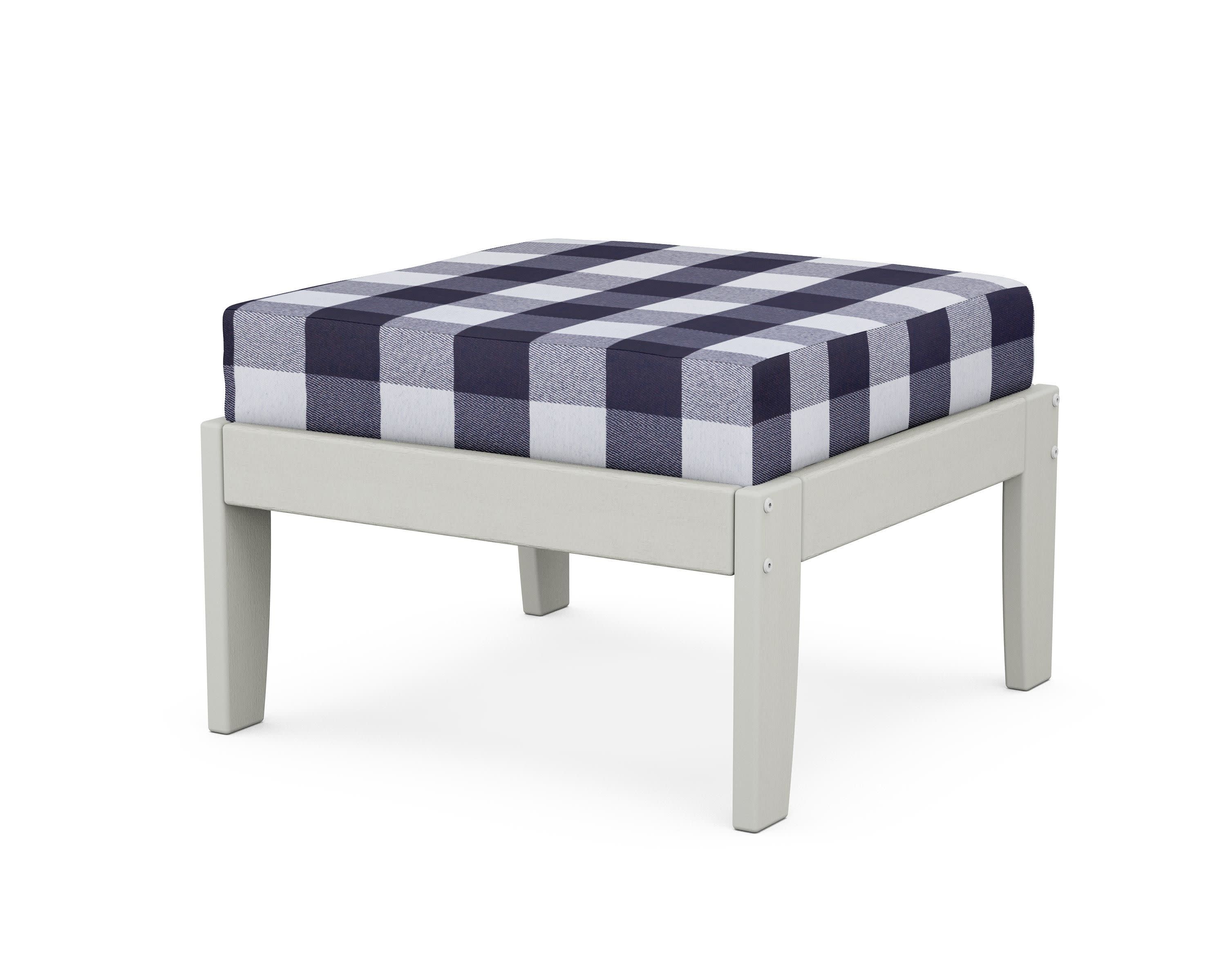 Modular Ottoman - Classic in Vintage White / Buffalo Plaid Navy