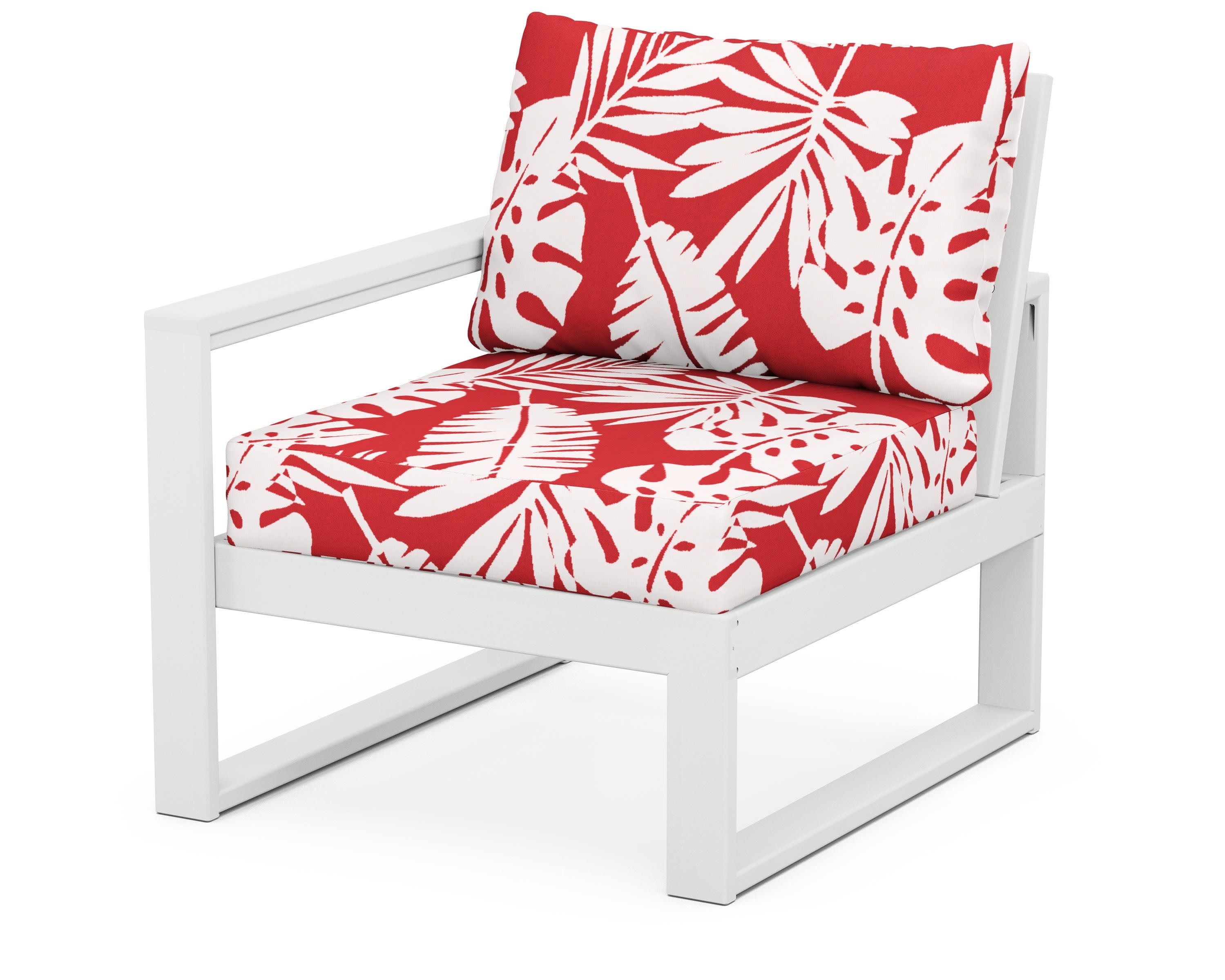 EDGE Modular Left Arm Chair in White / Leaf Crimson