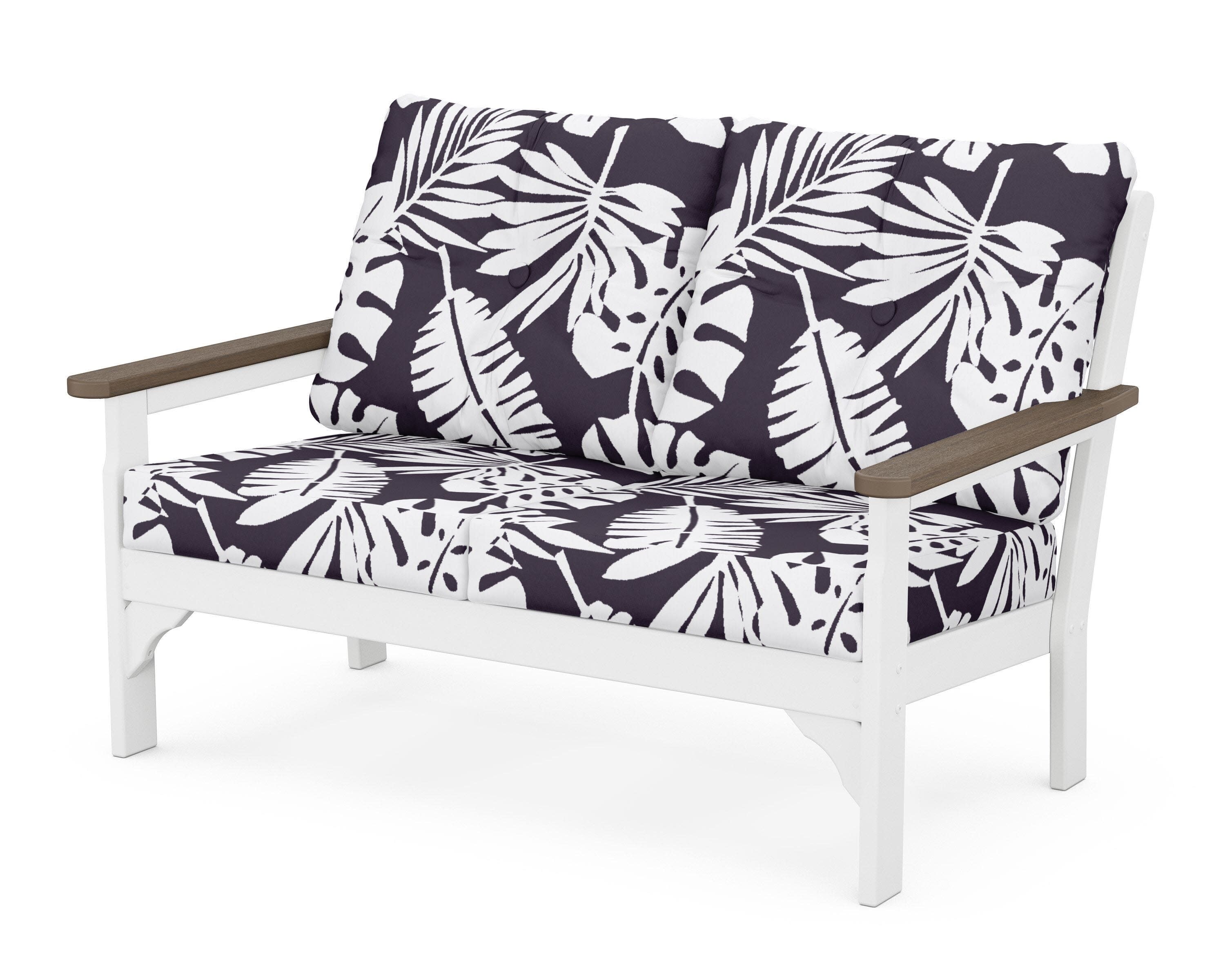 Vineyard Deep Seating Loveseat in White / Kona / Leaf Navy