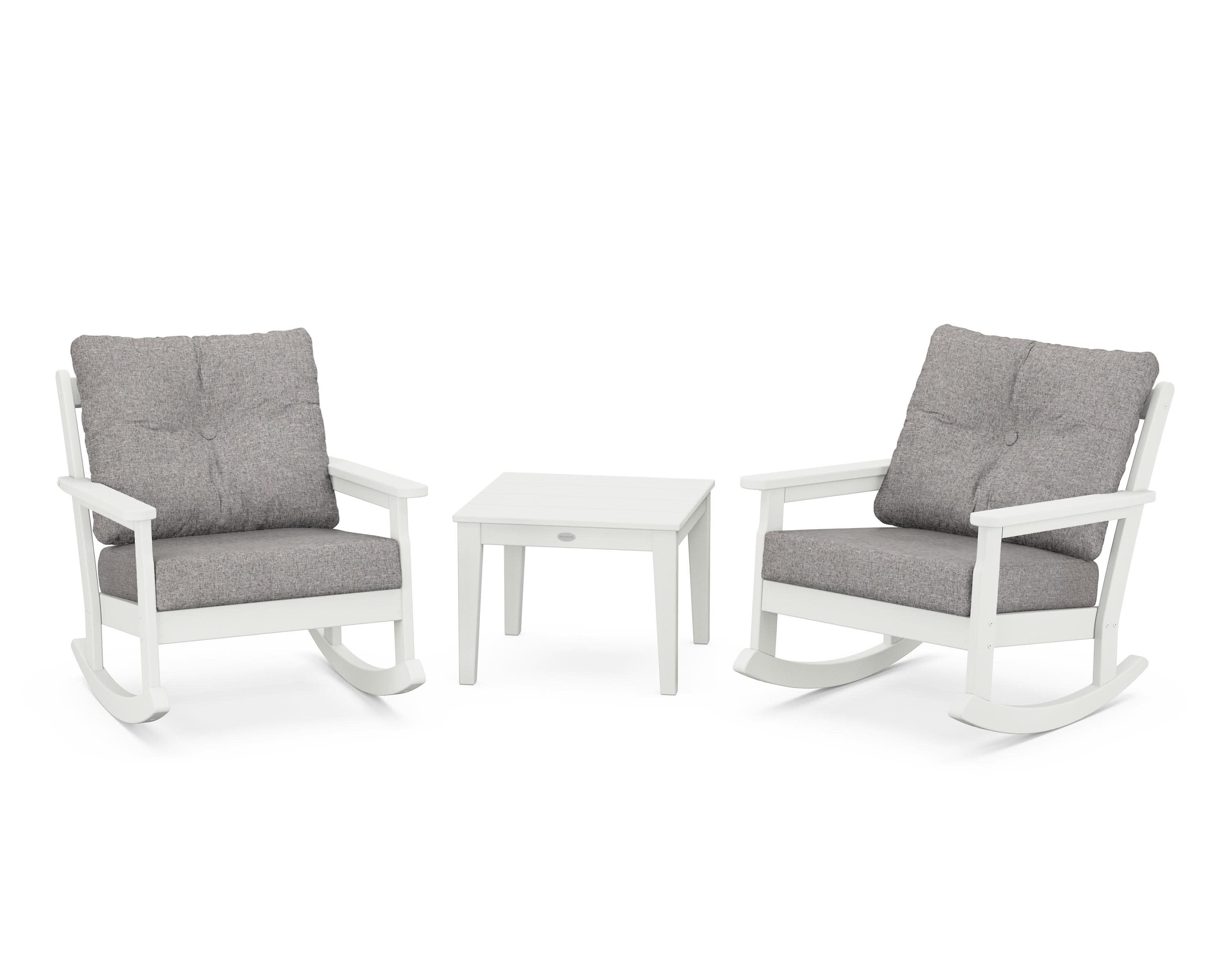 Vineyard 3-Piece Deep Seating Rocker Set in Vintage White / Grey Mist