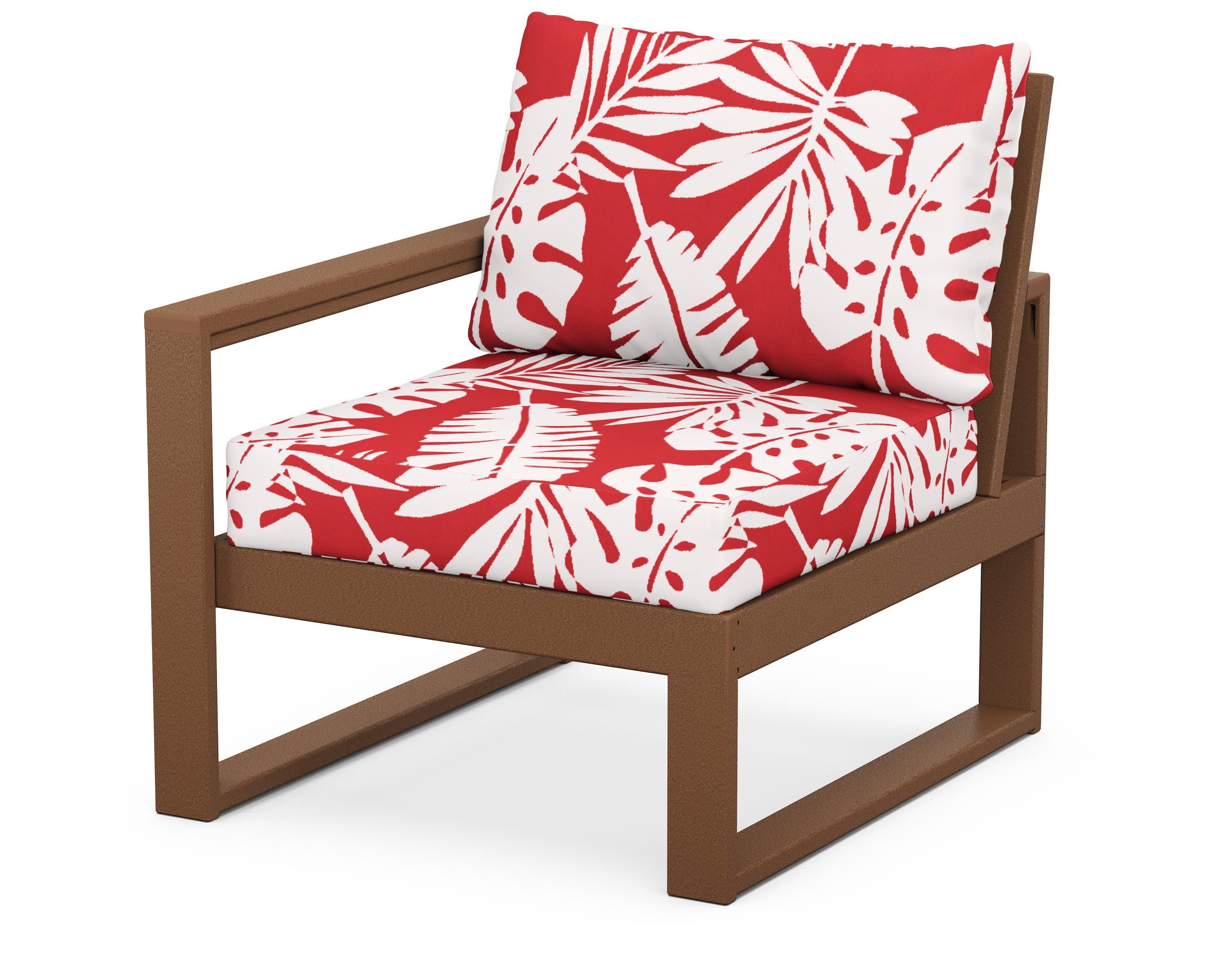 EDGE Modular Left Arm Chair in Teak / Leaf Crimson