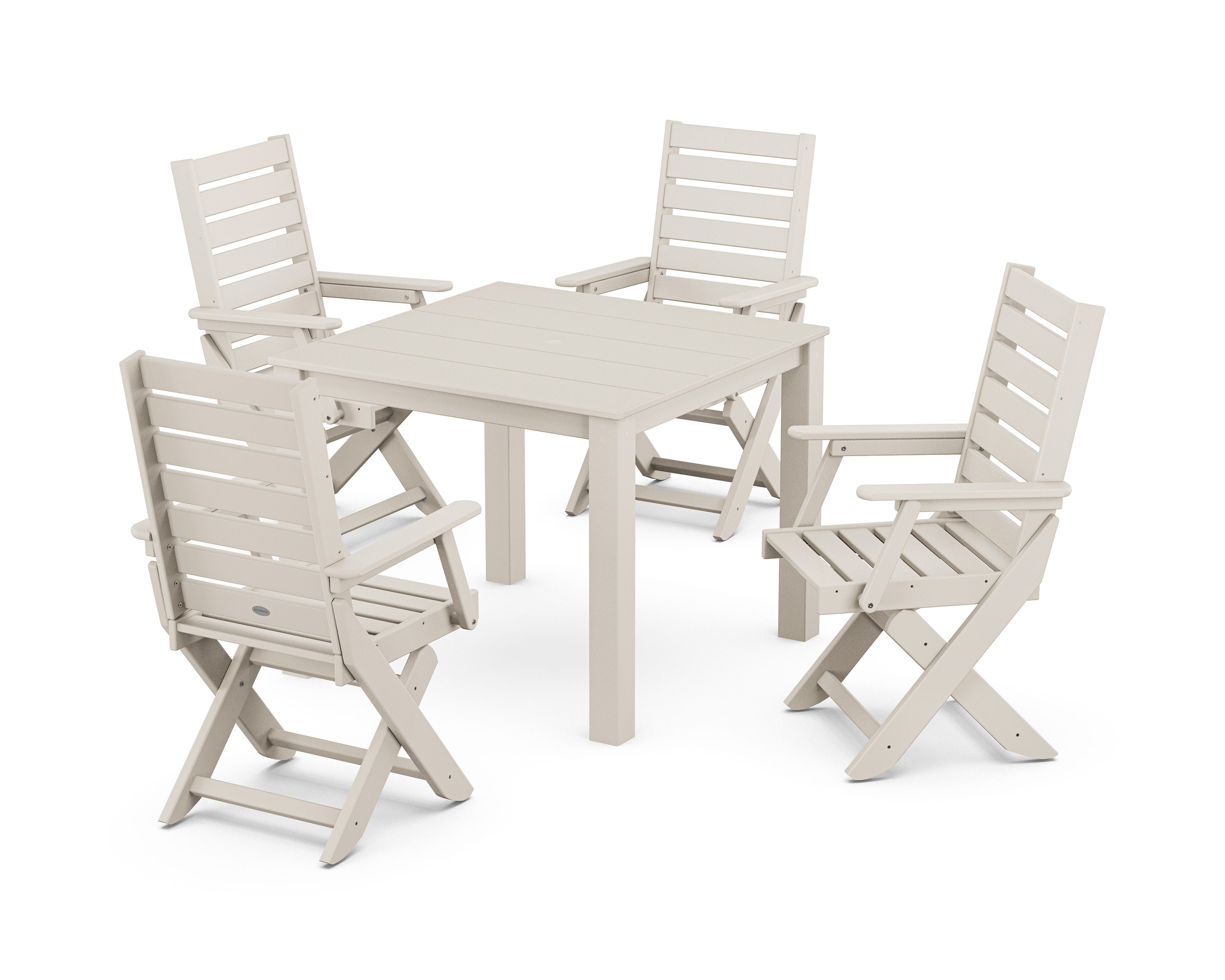 Captain Folding Chair 5-Piece Parsons Dining Set in Sand