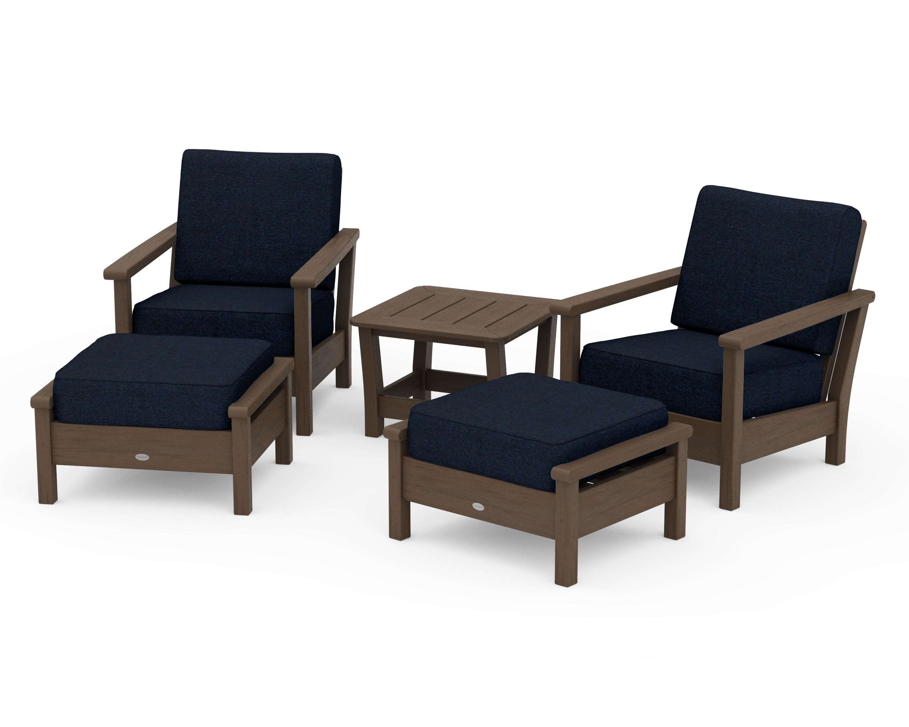 Harbour 5-Piece Deep Seating Chair Set in Kona / Marine Indigo