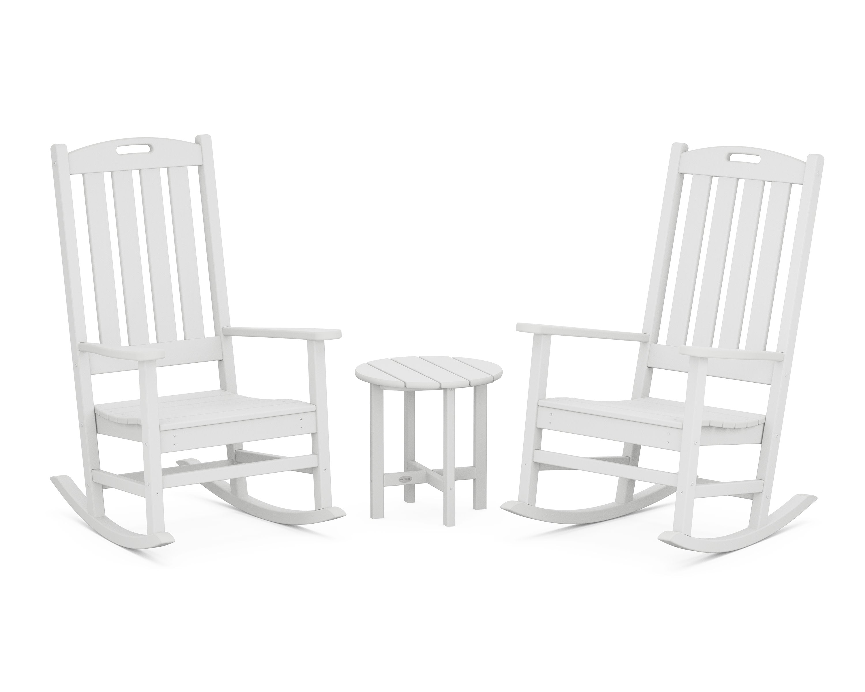 Nautical 3-Piece Porch Rocking Chair Set in White