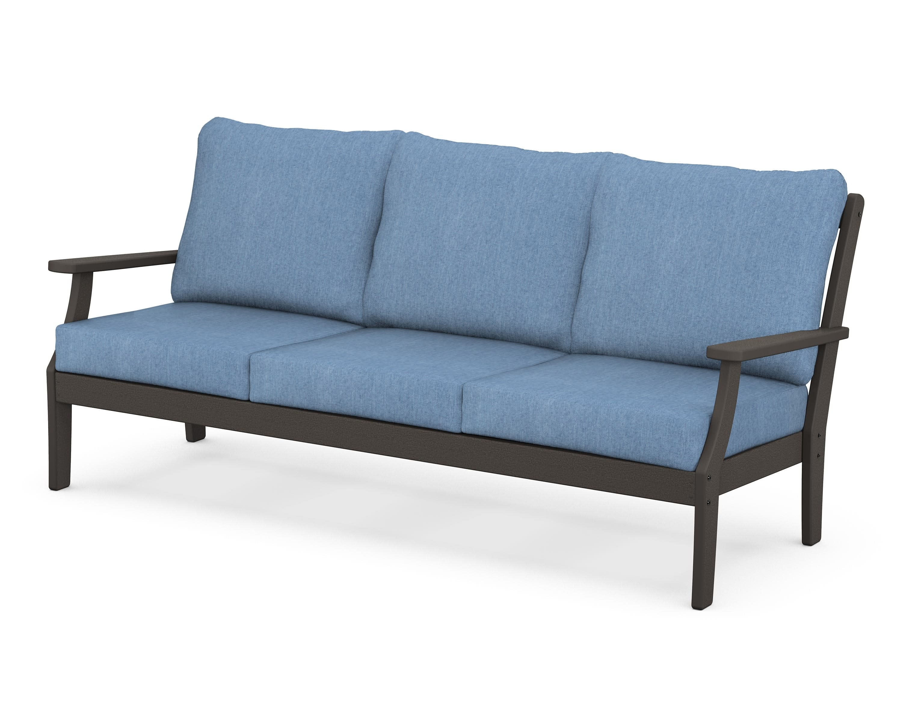 Braxton Deep Seating Sofa in Vintage Coffee / Sky Blue