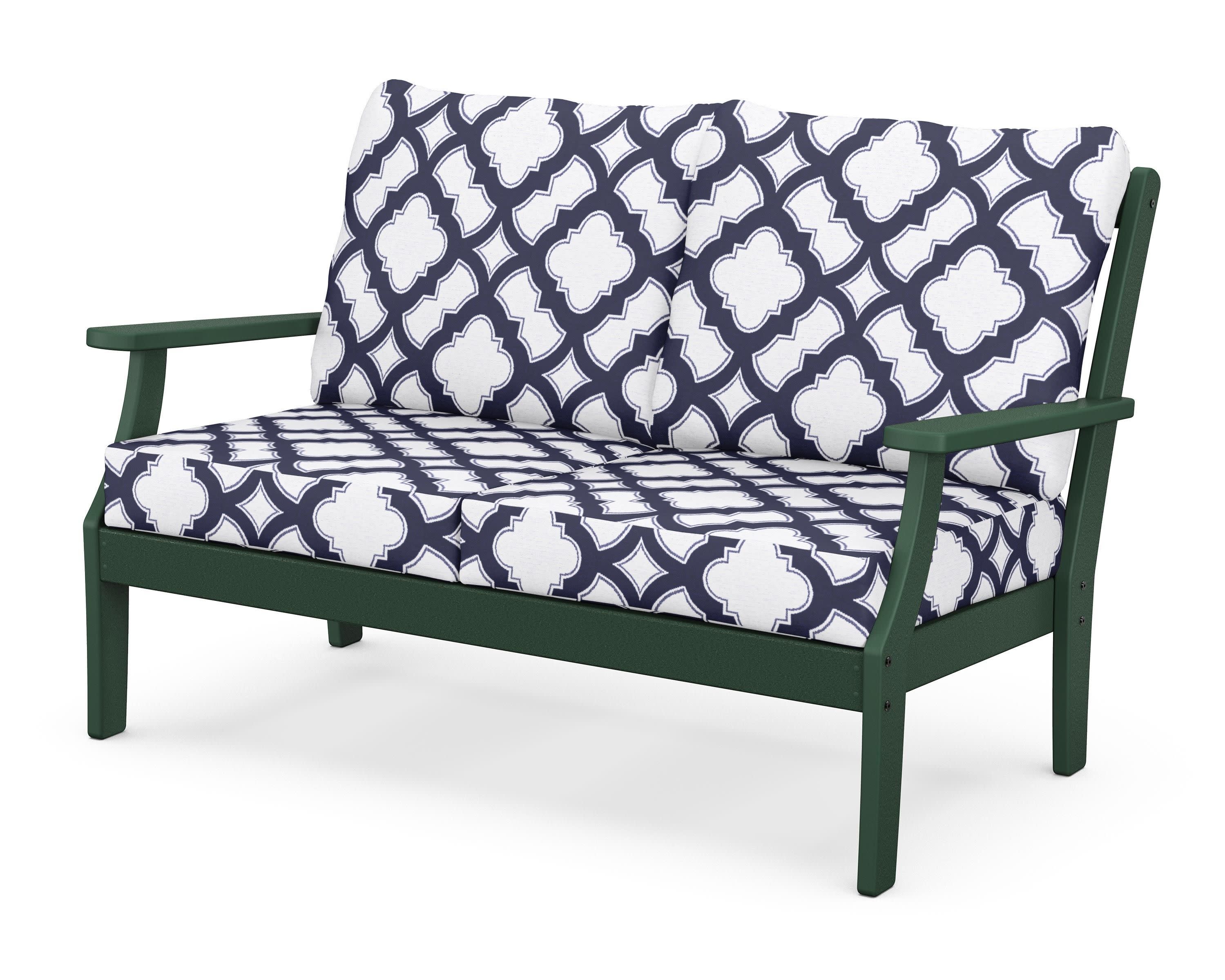 Braxton Deep Seating Loveseat in Green / Trellis Navy