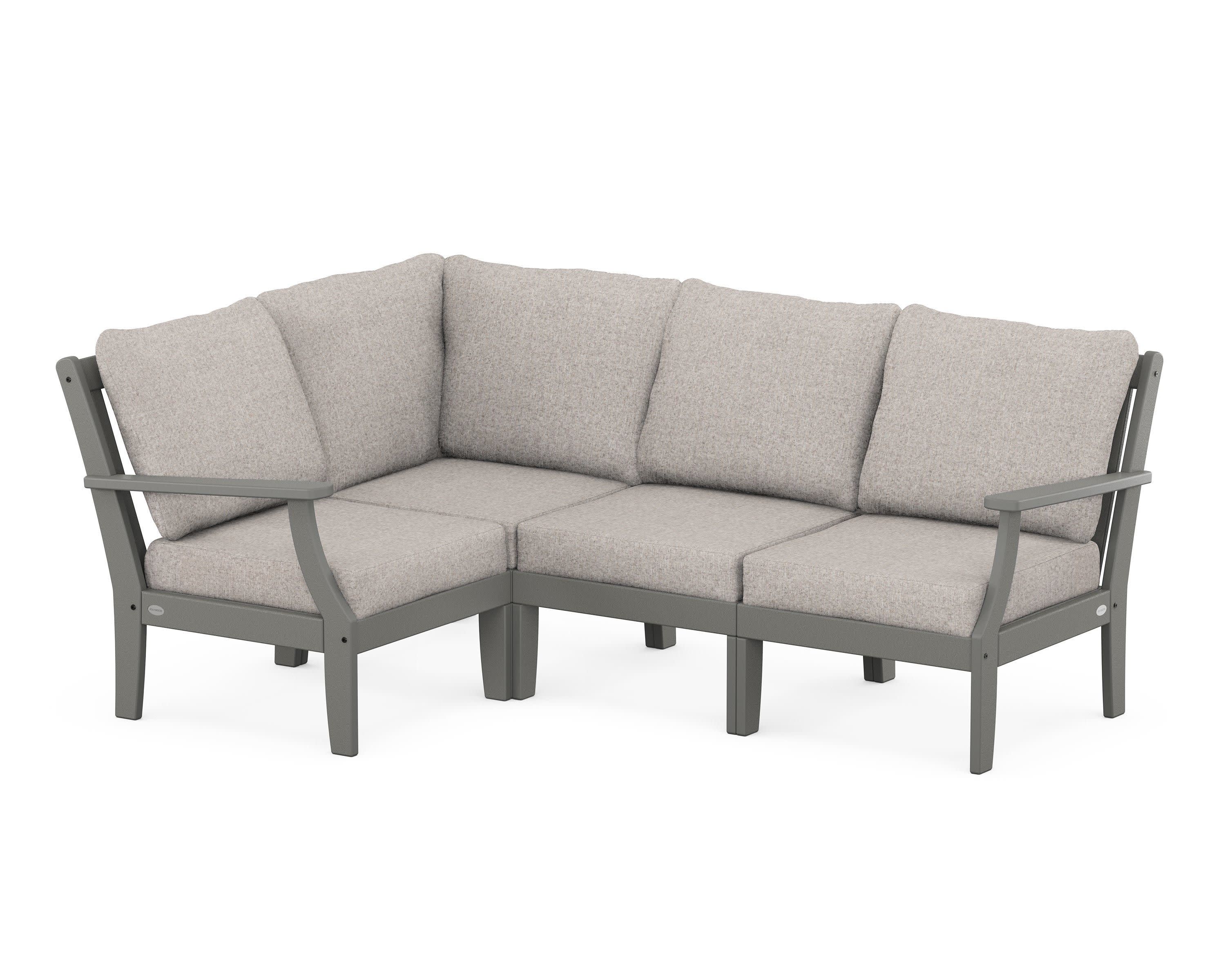 Braxton Modular 4-Piece Deep Seating Set in Slate Grey / Weathered Tweed