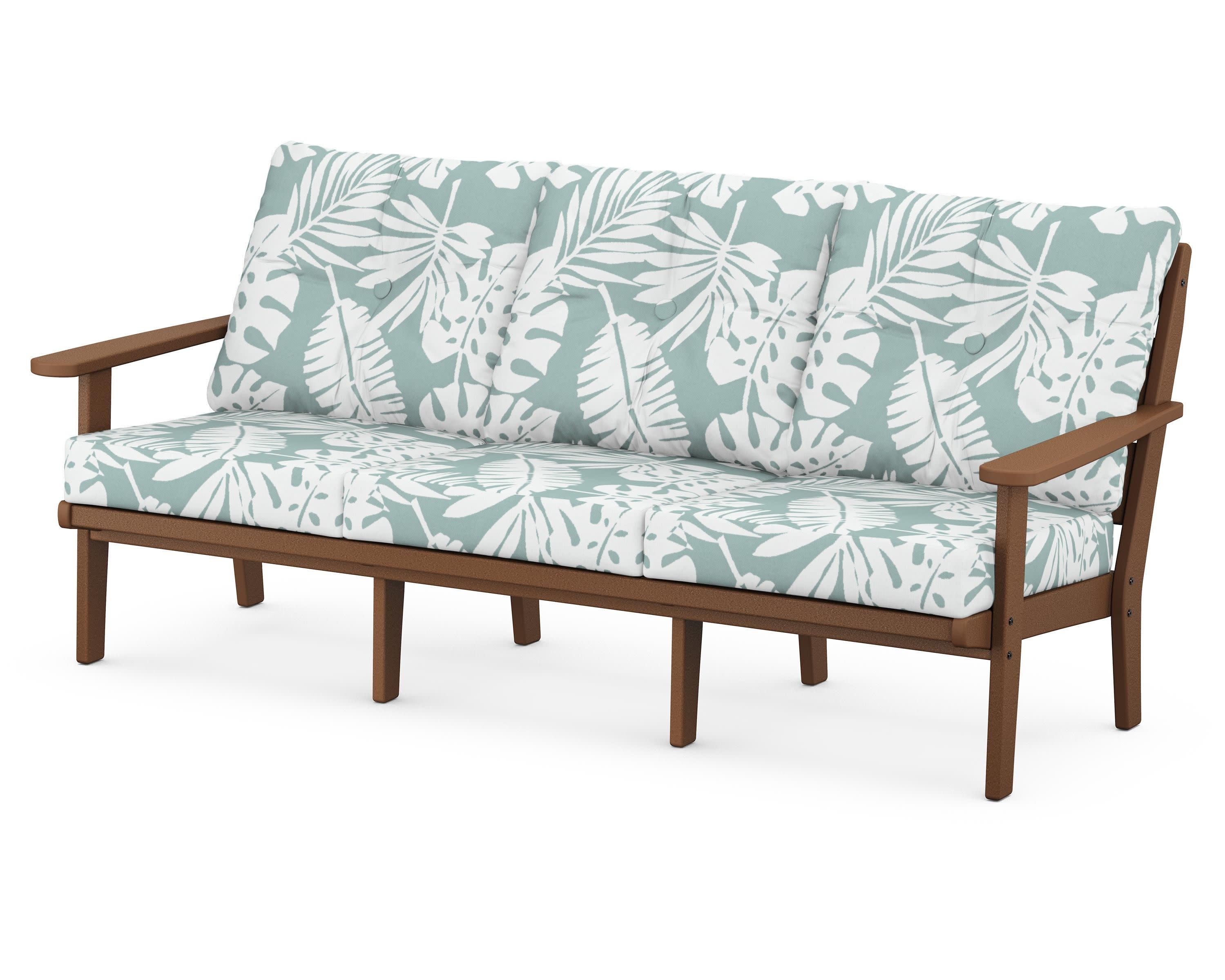 Lakeside Deep Seating Sofa in Teak / Leaf Glacier Spa