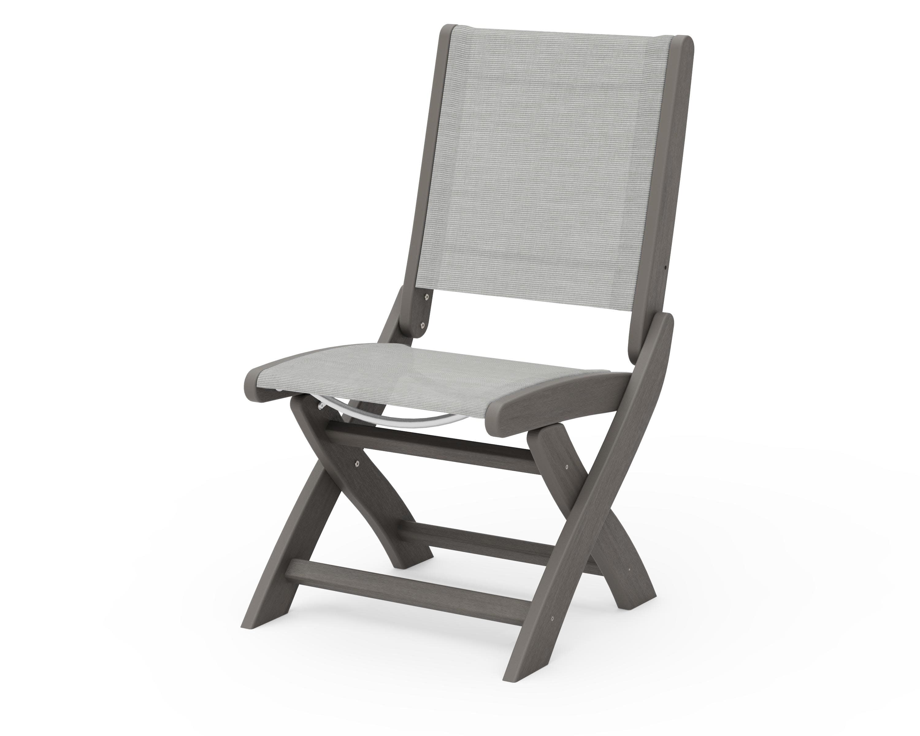 Coastal Folding Side Chair in Driftwood / Metallic Sling