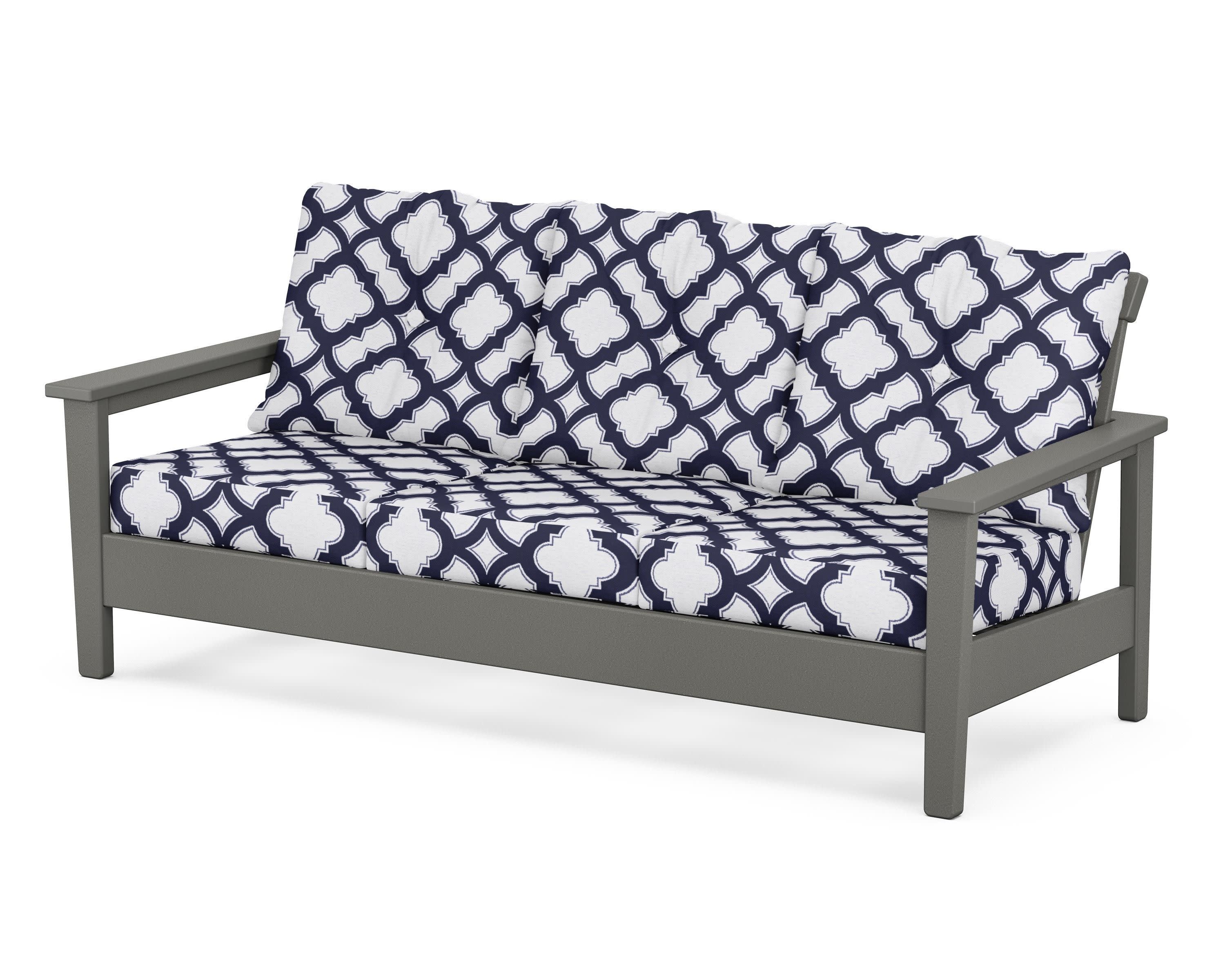 Prescott Deep Seating Sofa in Slate Grey / Trellis Navy