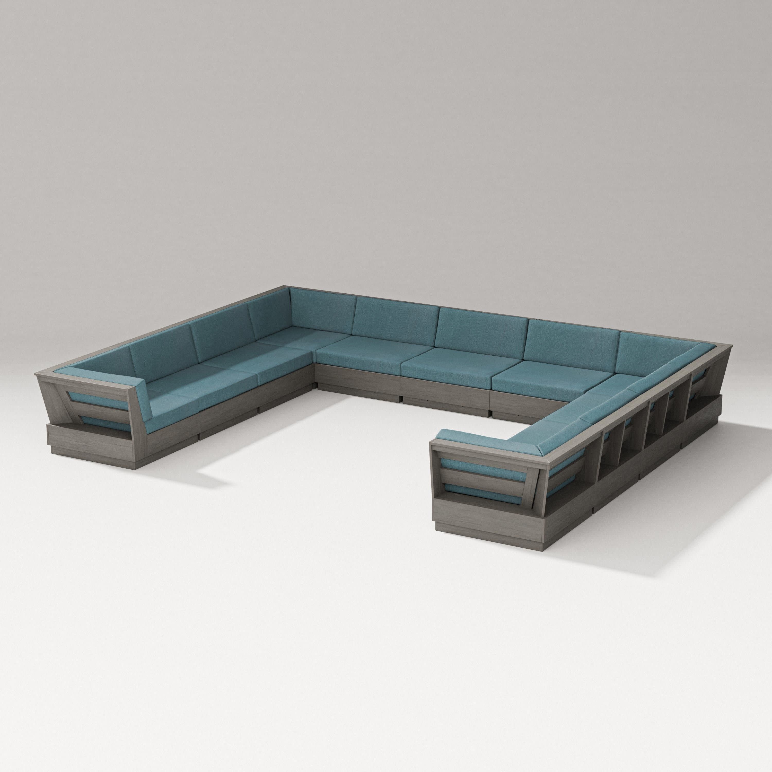 Elevate Large U-Shaped Sectional in Driftwood / Ocean Teal