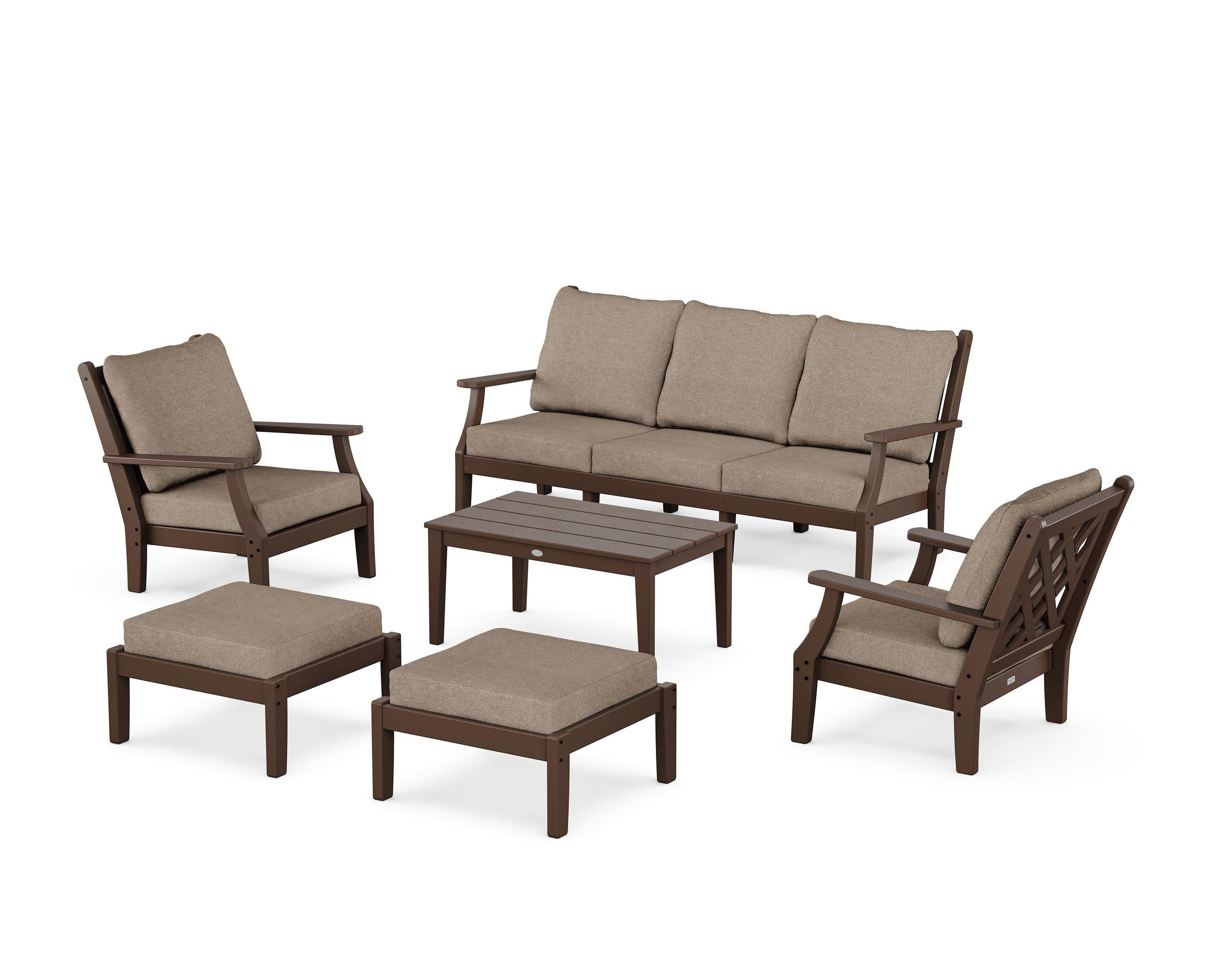 Wovendale 6-Piece Lounge Sofa Set in Mahogany / Spiced Burlap