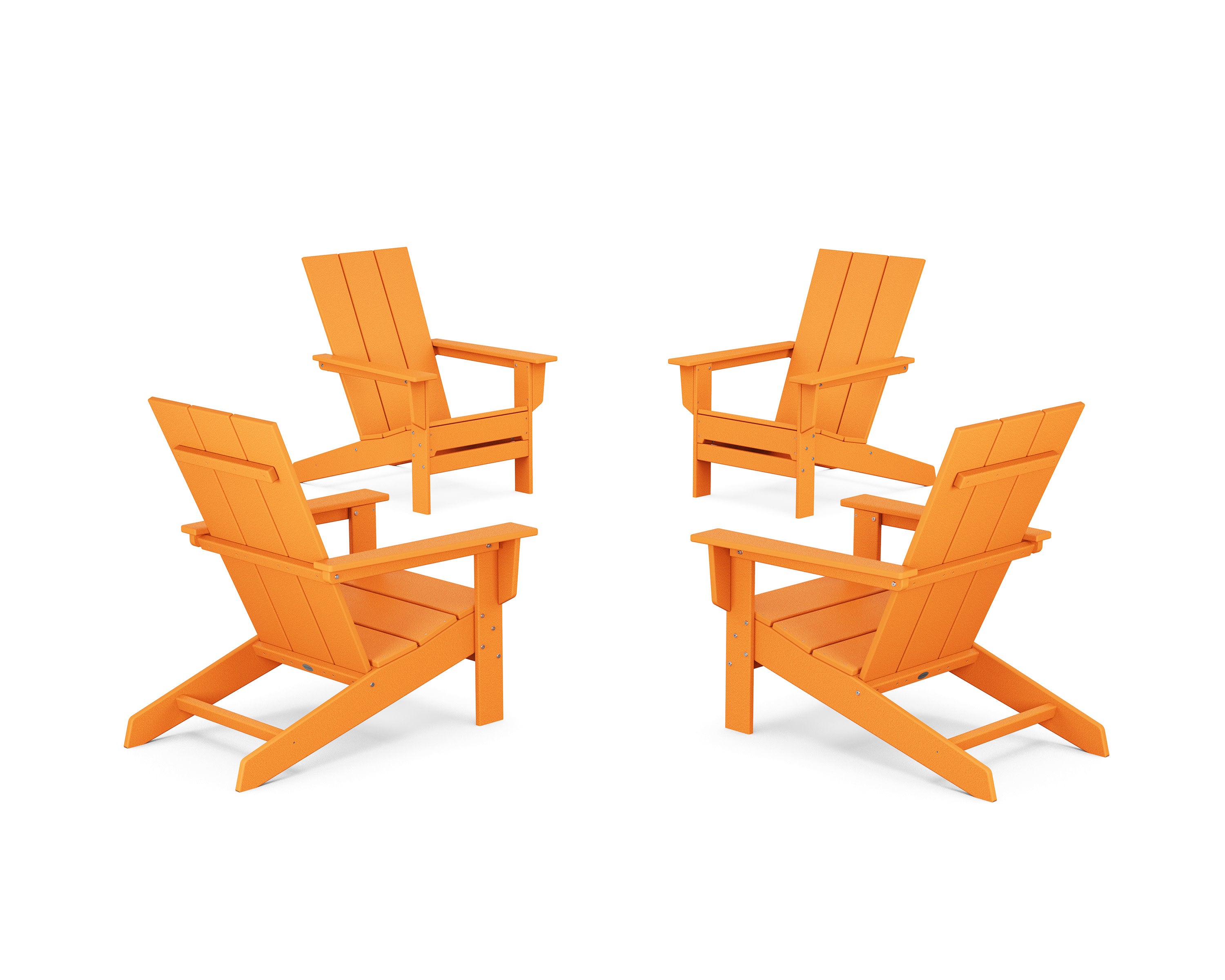 4-Piece Modern Studio Adirondack Chair Conversation Set in Tangerine