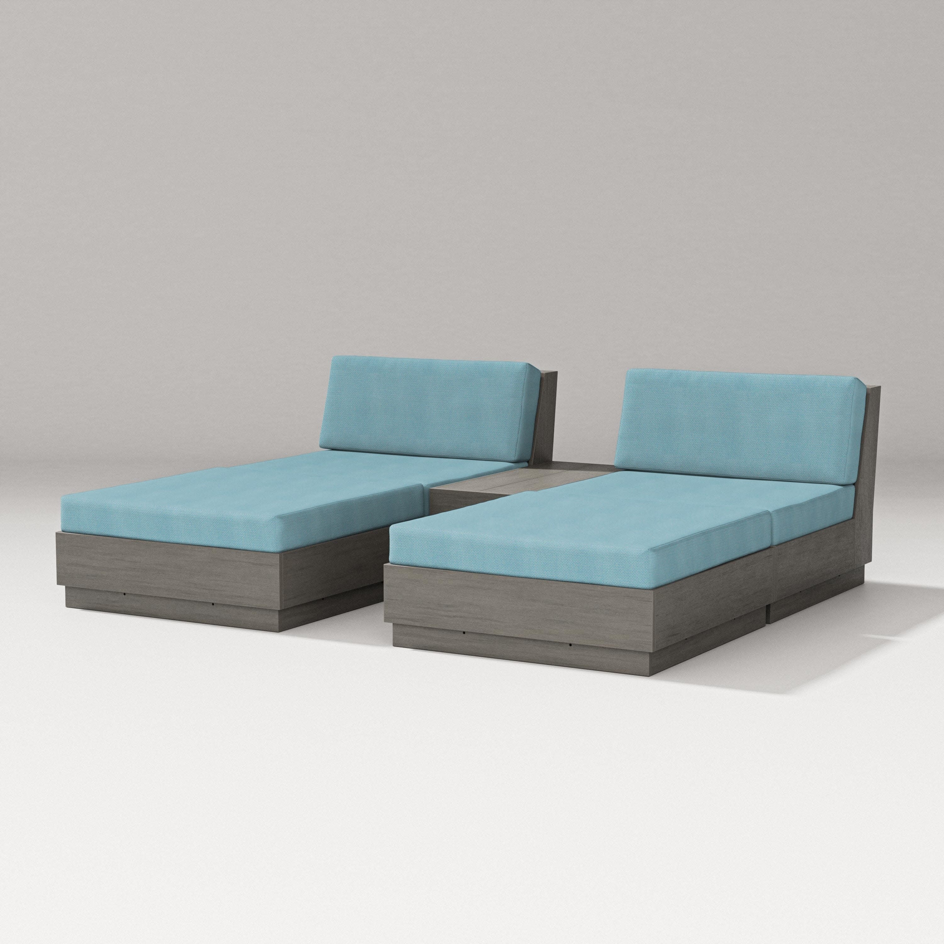 Elevate Double Chaise Set in Driftwood / Lattice Sky Blue