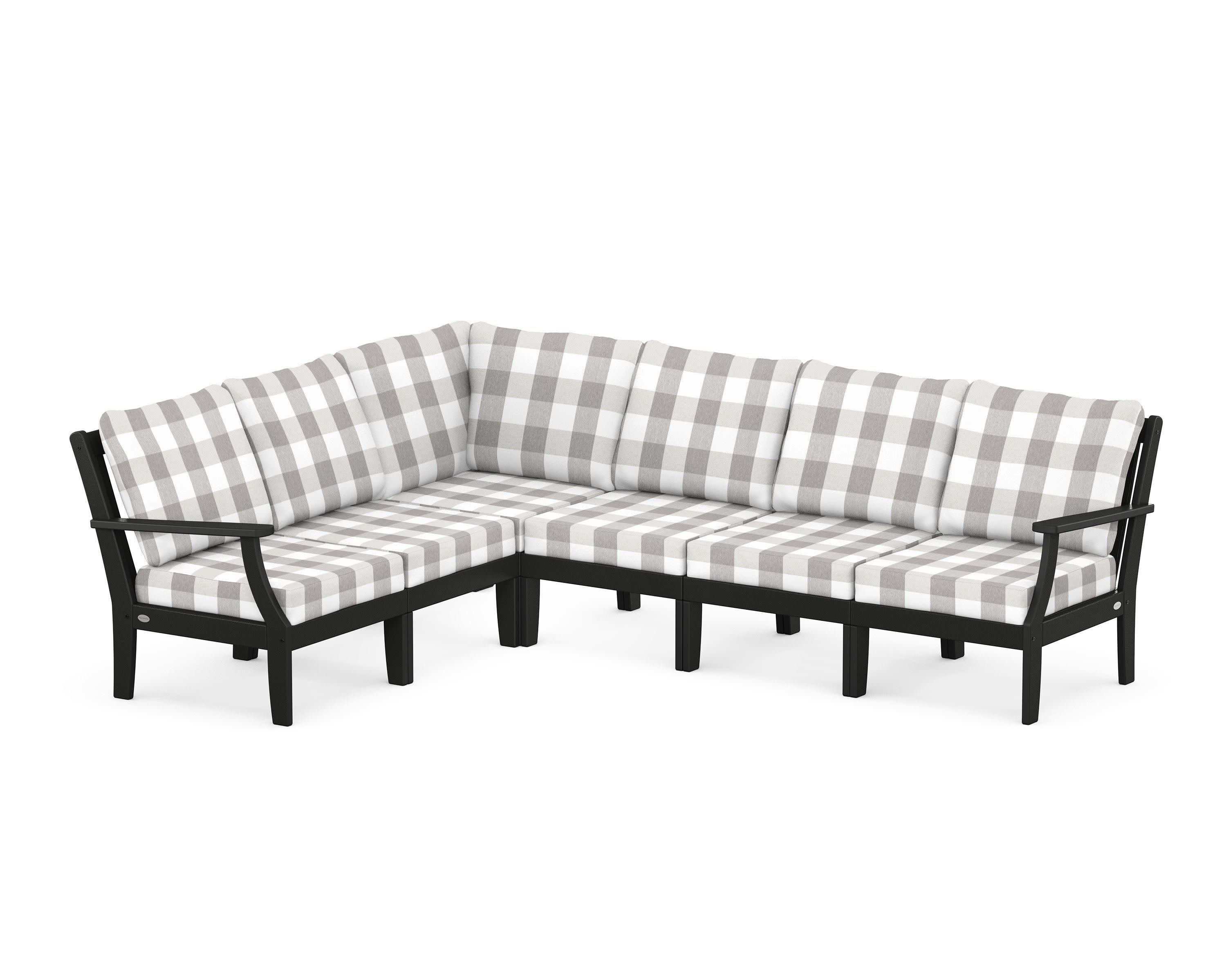 Braxton Modular 6-Piece Deep Seating Set in Black / Buffalo Plaid Grey Mist