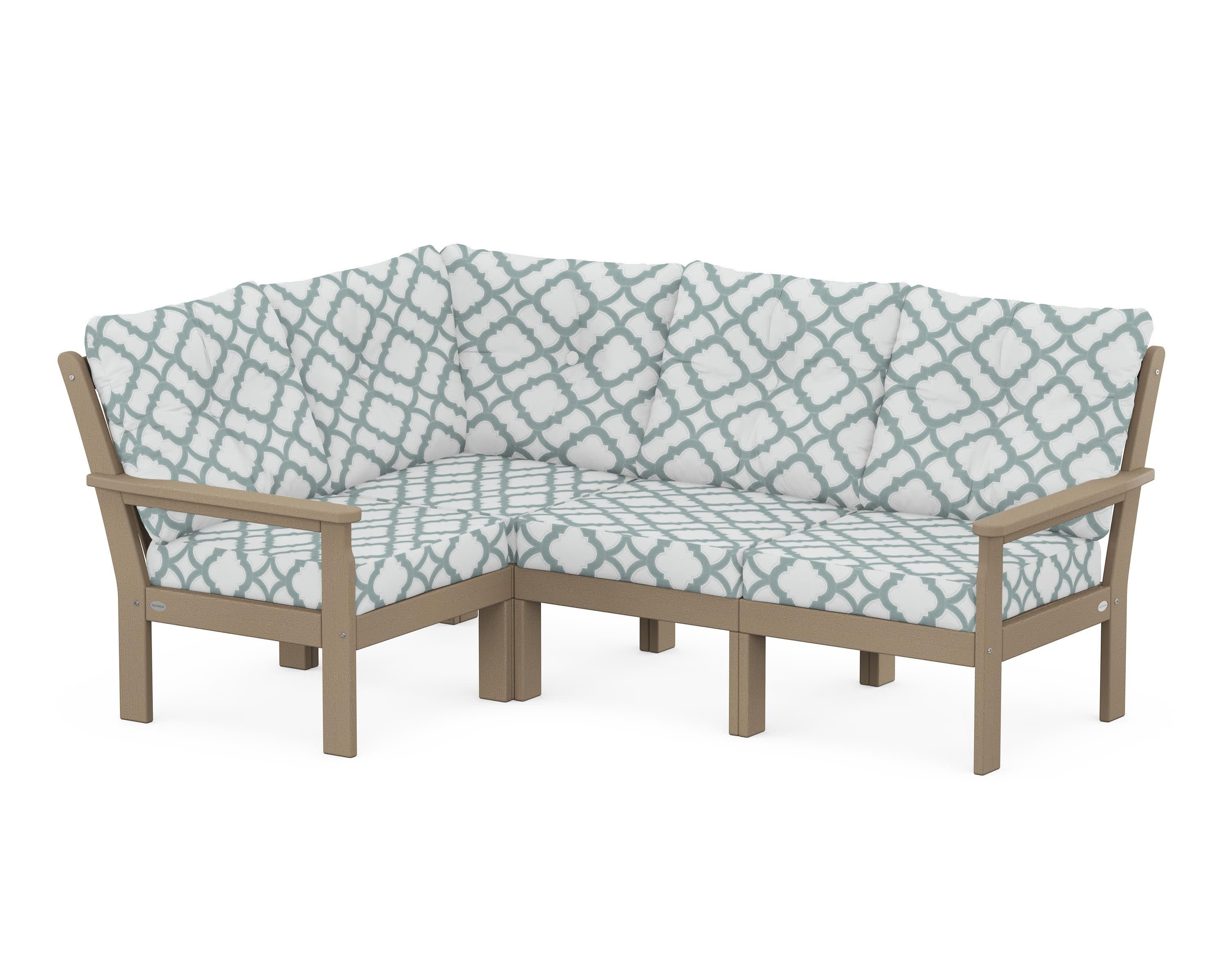 Vineyard 4-Piece Sectional in Vintage Sahara / Trellis Glacier Spa