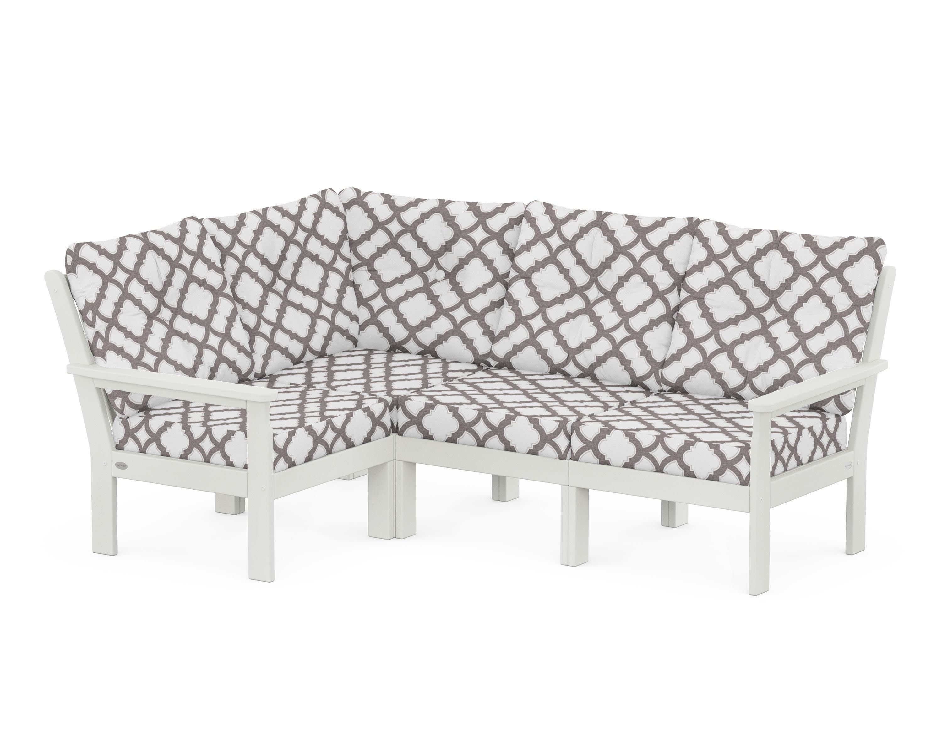 Vineyard 4-Piece Sectional in Vintage White / Trellis Grey Mist