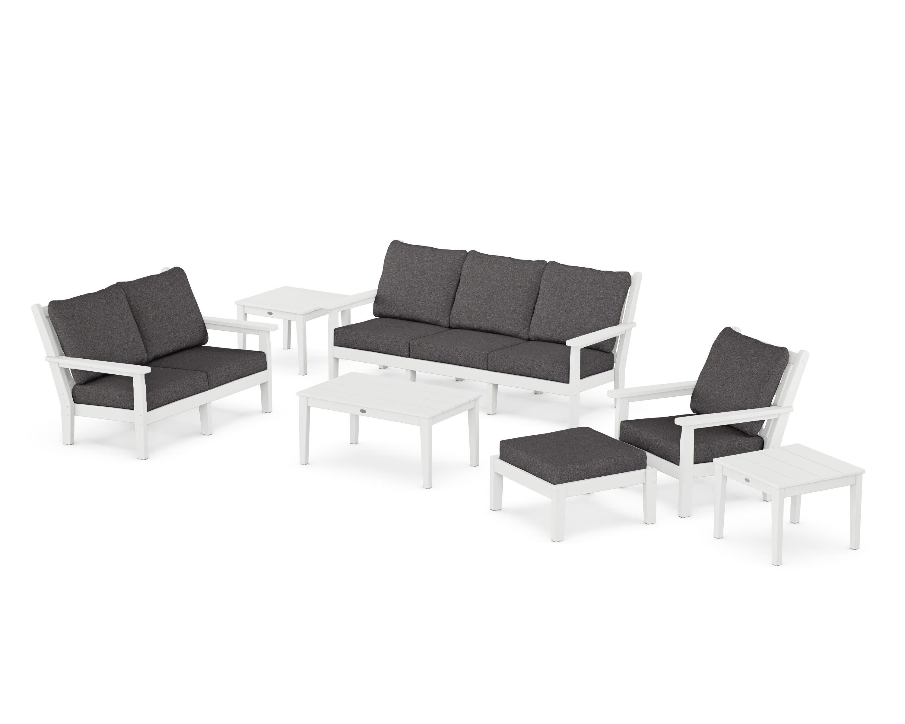 Chippendale 7-Piece Deep Seating Set in White / Ash Charcoal