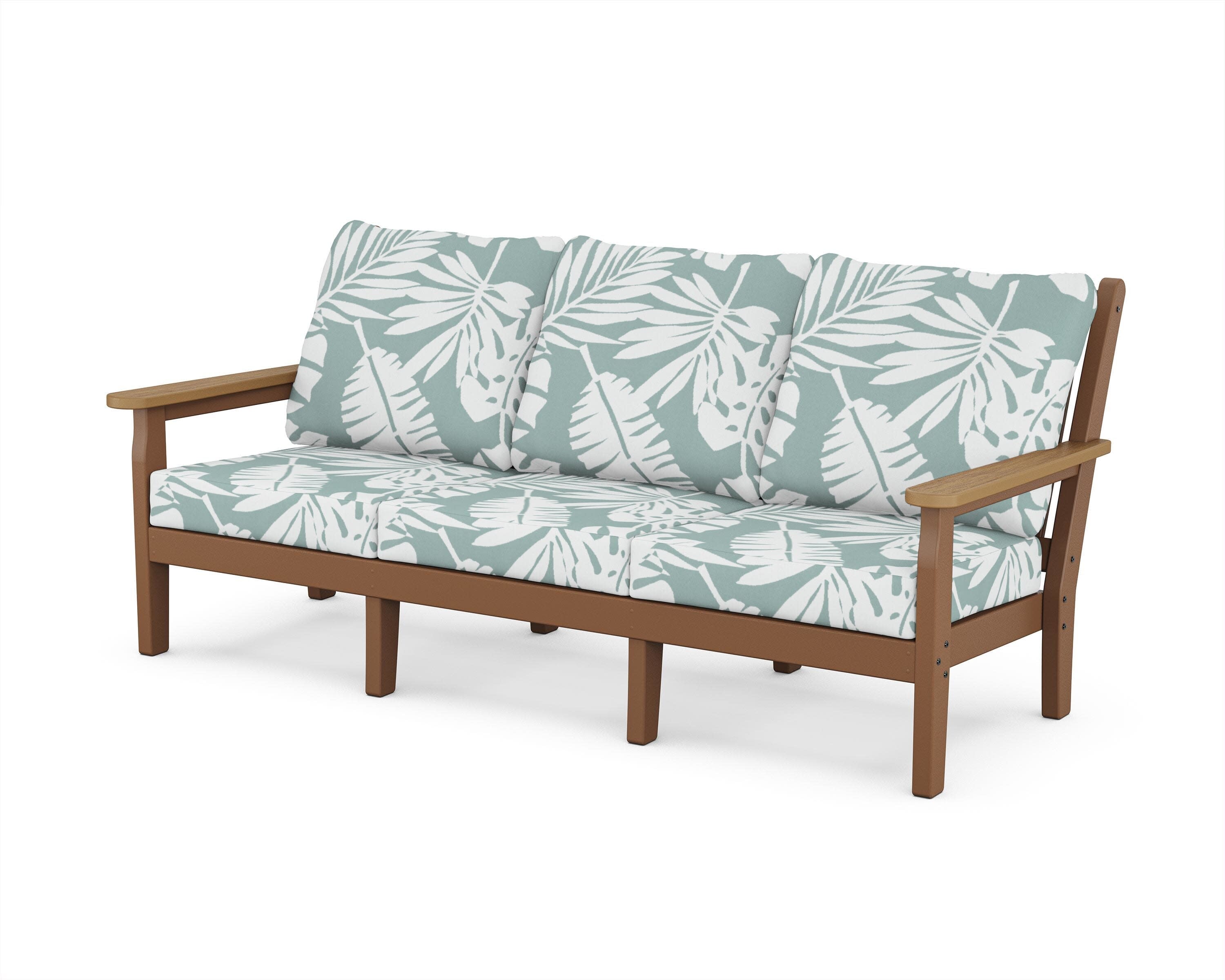 Chippendale Deep Seating Sofa in Teak / Natural / Leaf Glacier Spa