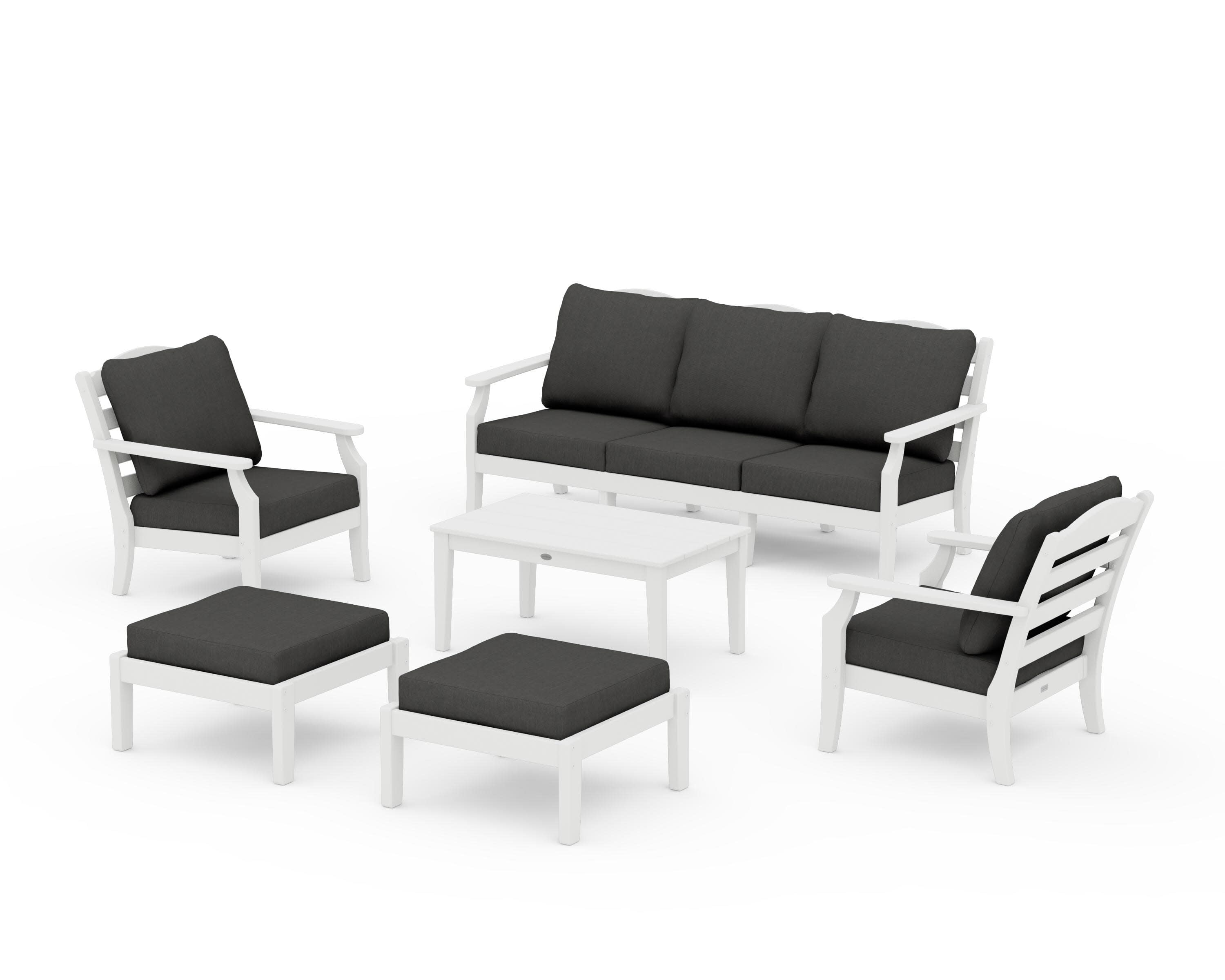 Savannah 6-Piece Lounge Sofa Set in Vintage White / Spectrum Carbon