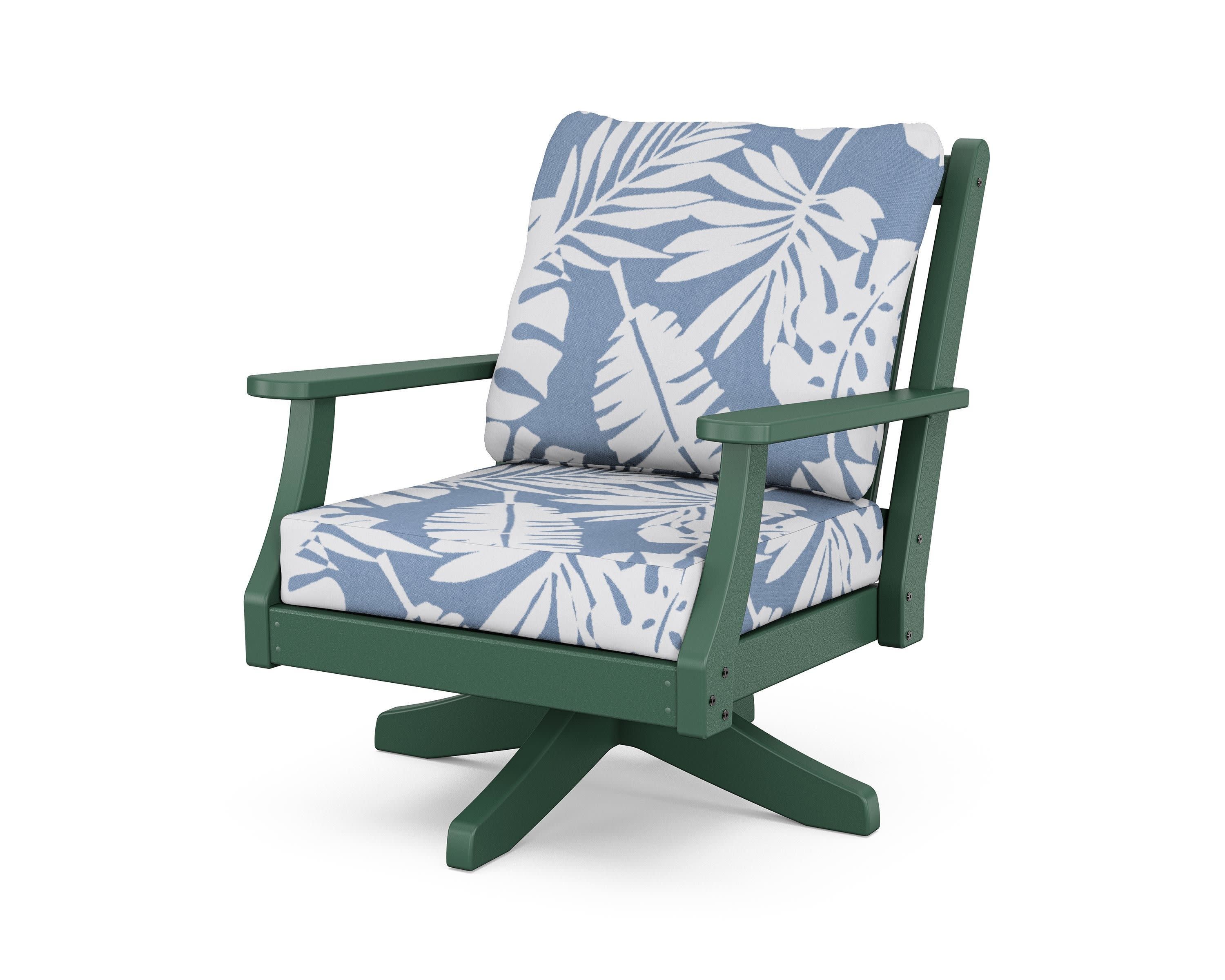 Wovendale Deep Seating Swivel Chair in Green / Leaf Sky Blue