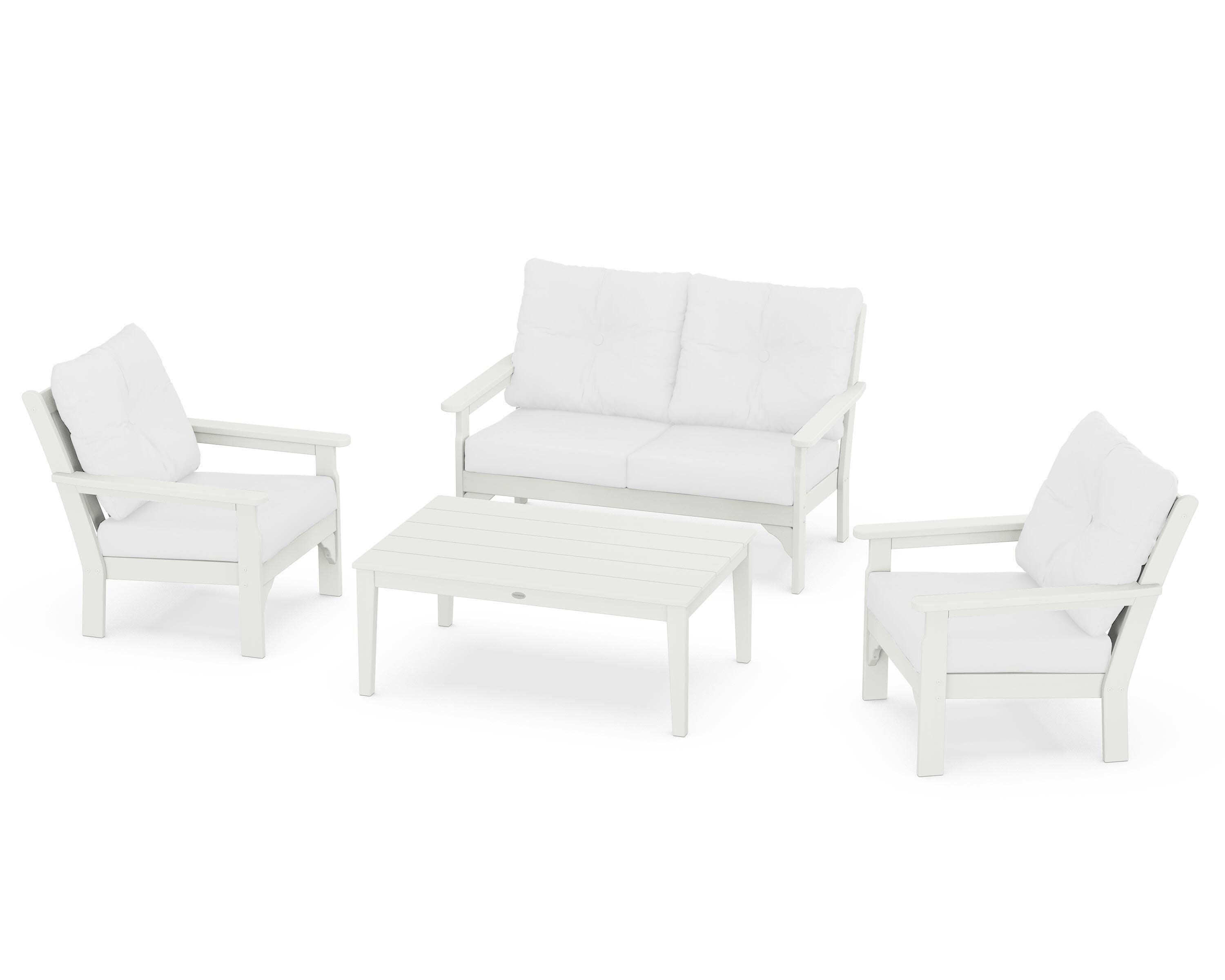 Vineyard 4-Piece Deep Seating Set in Vintage White / Natural