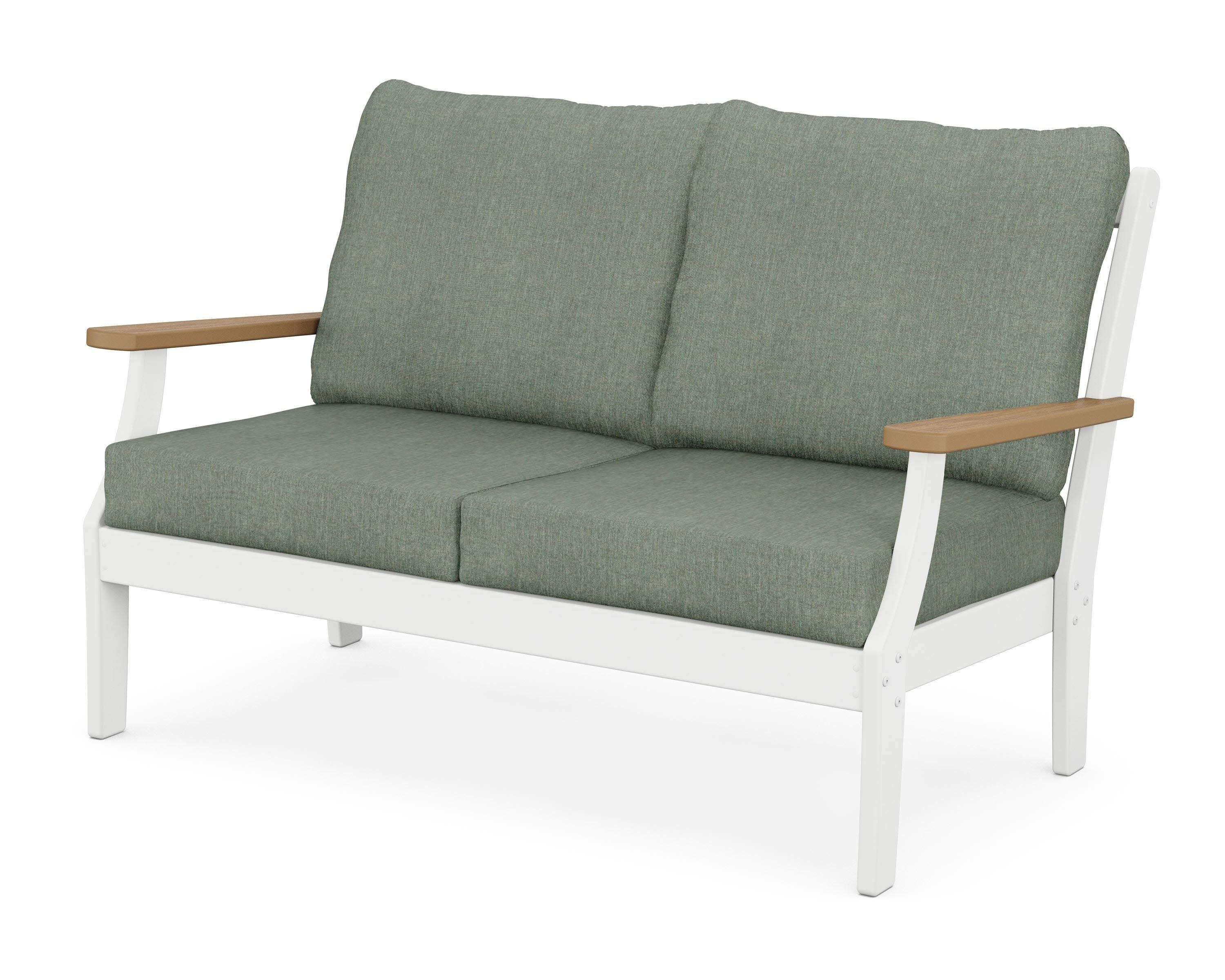 Braxton Deep Seating Loveseat in White / Natural / Cast Sage