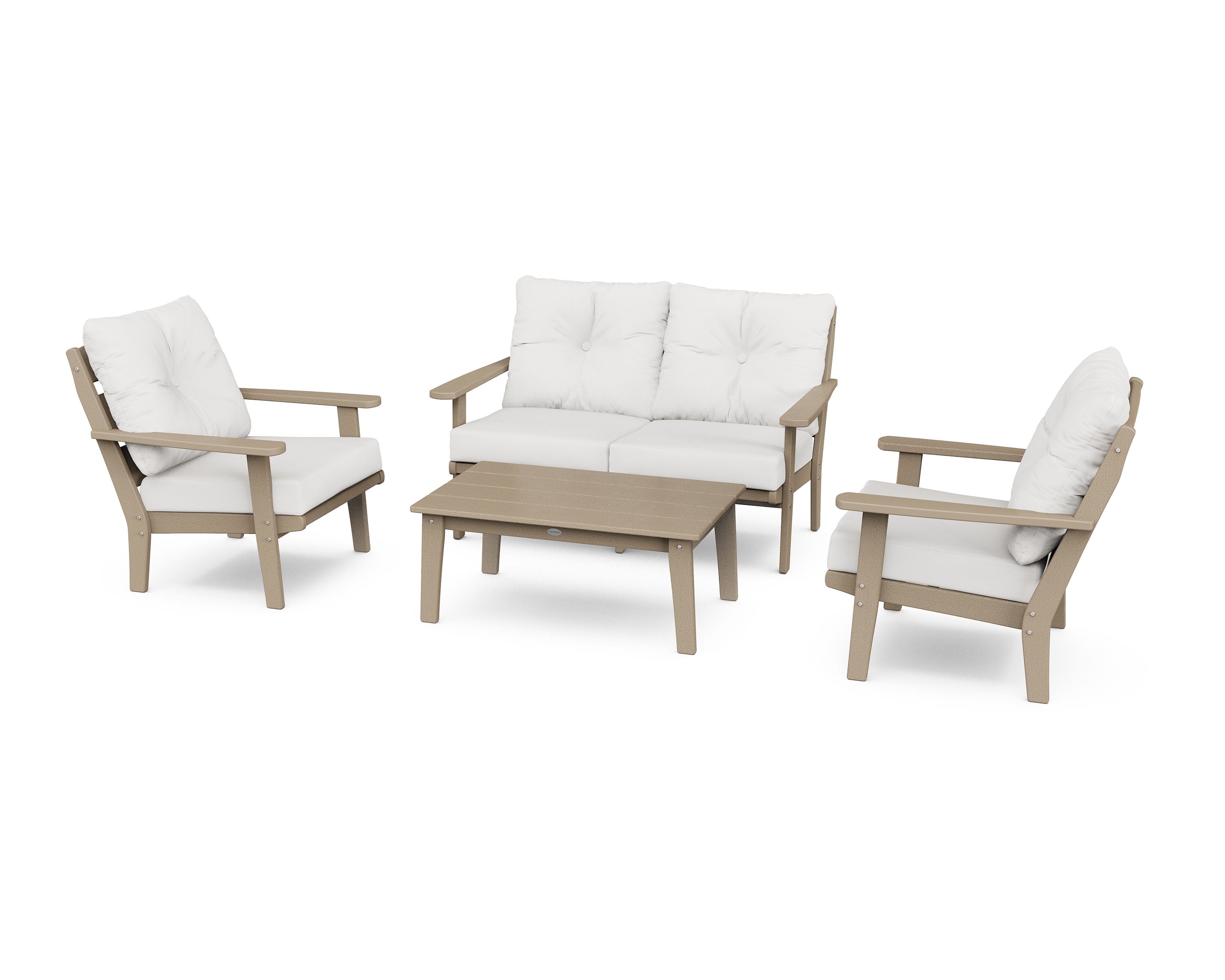 Lakeside 4-Piece Deep Seating Set in Vintage Sahara / Natural Linen