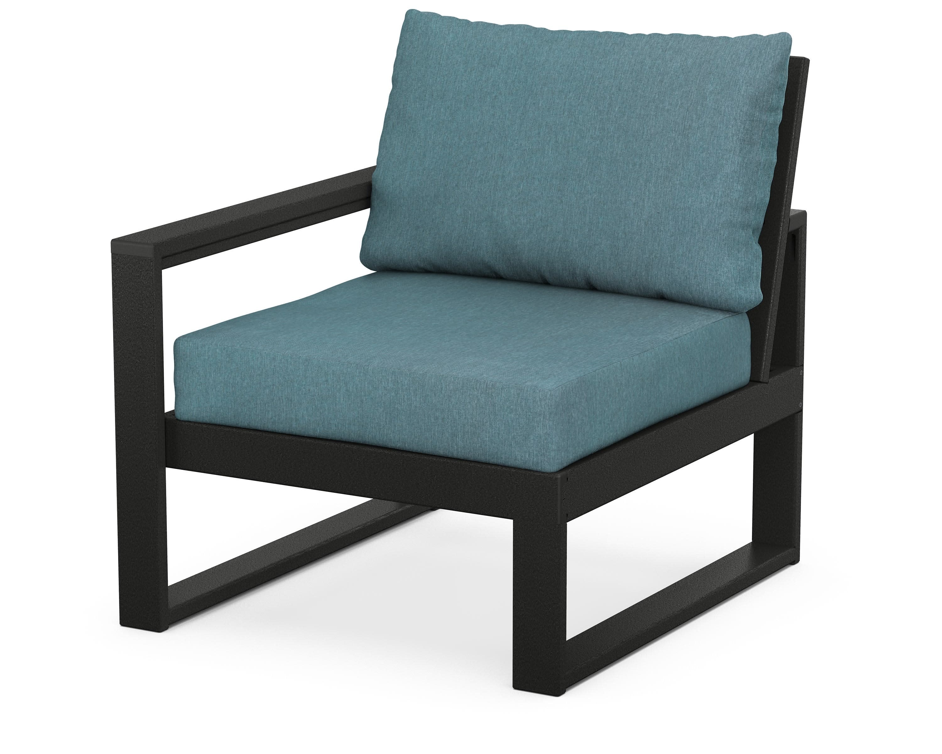 EDGE Modular Left Arm Chair in Black / Ocean Teal