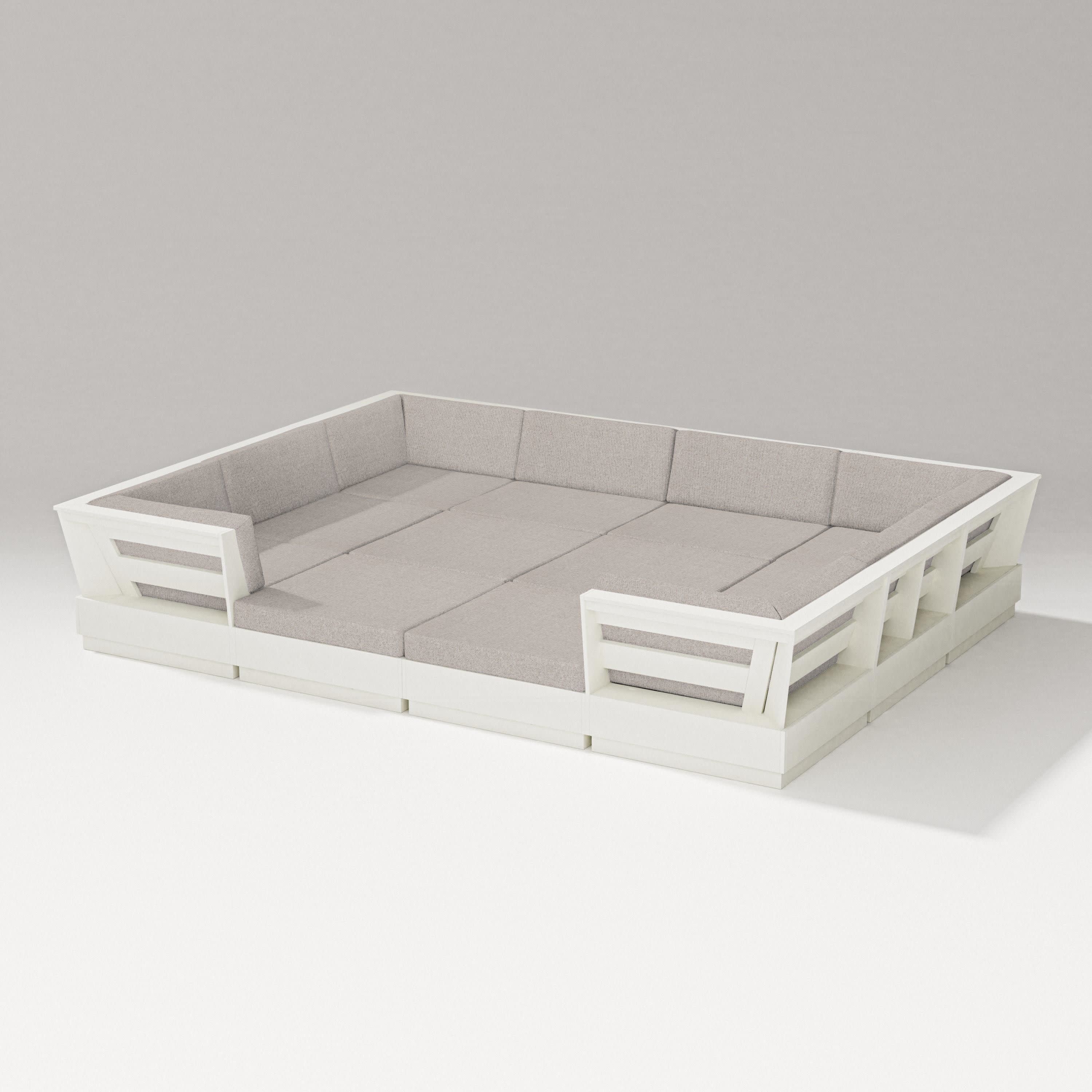 Elevate 12-Piece Pit Sectional in Vintage White / Weathered Tweed