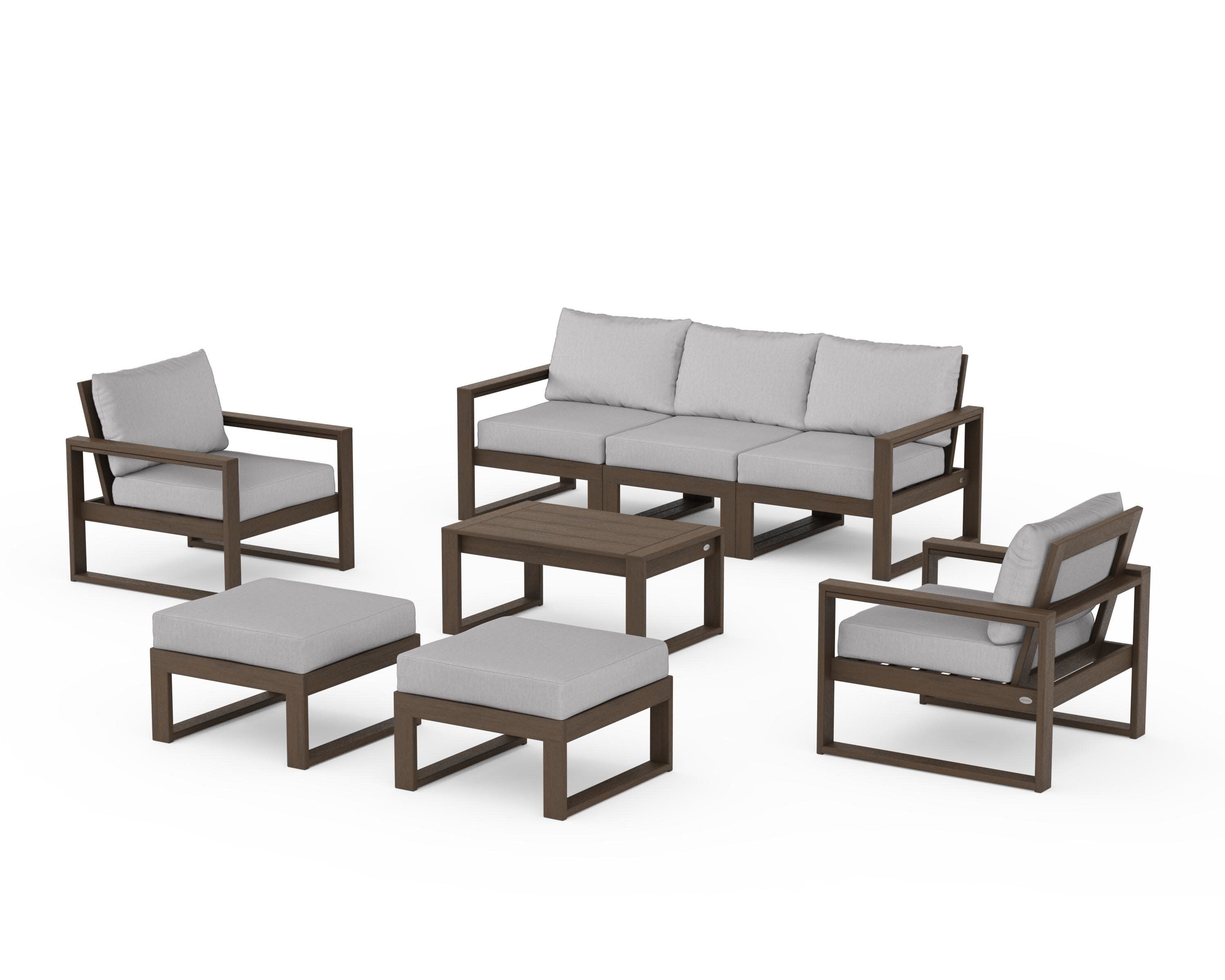 EDGE Sectional 8-Piece Lounge Sofa Set in Kona / Granite