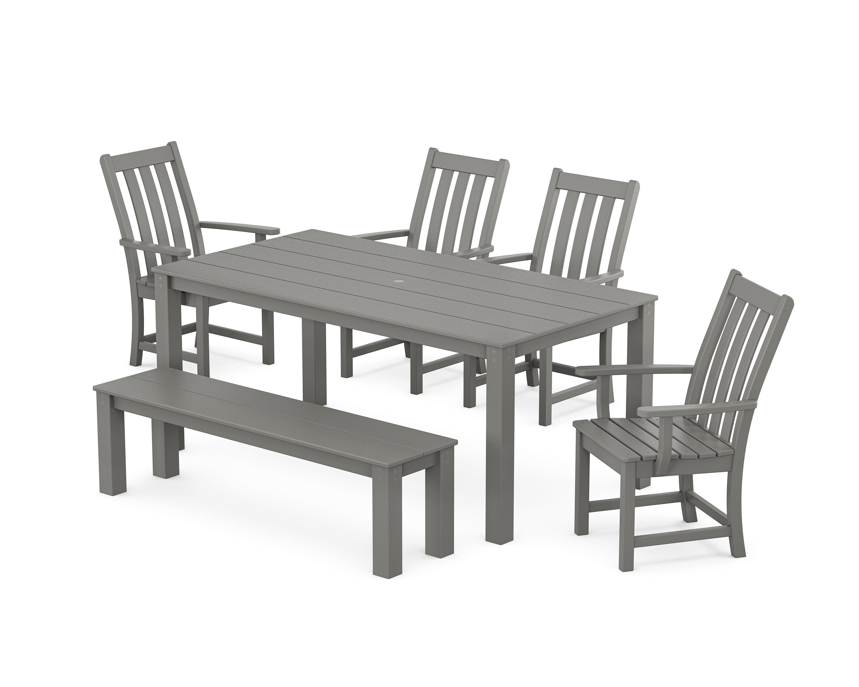 Vineyard 6-Piece Parsons Dining Set with Bench in Slate Grey