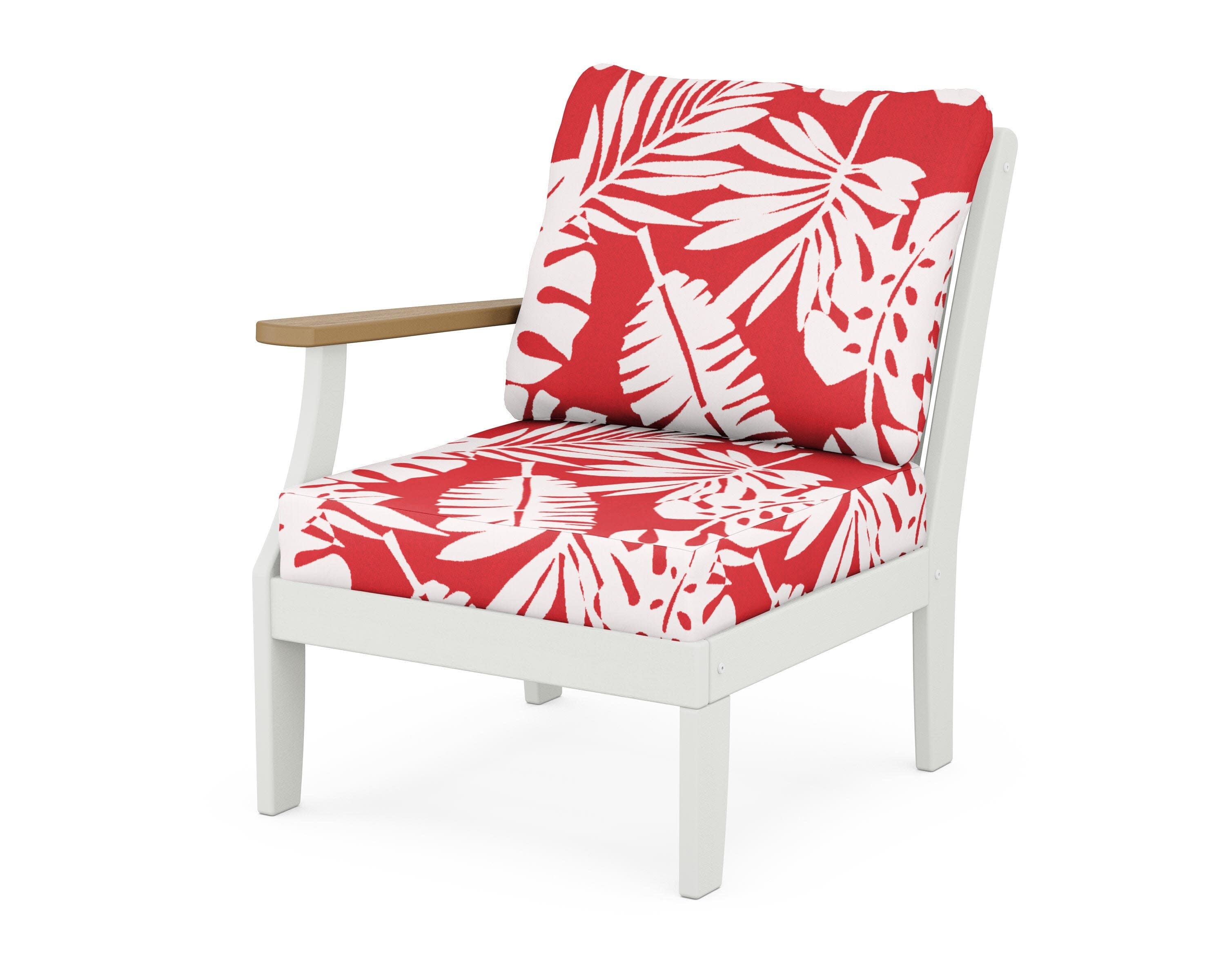 Braxton Modular Left Arm Chair in White / Natural / Leaf Crimson