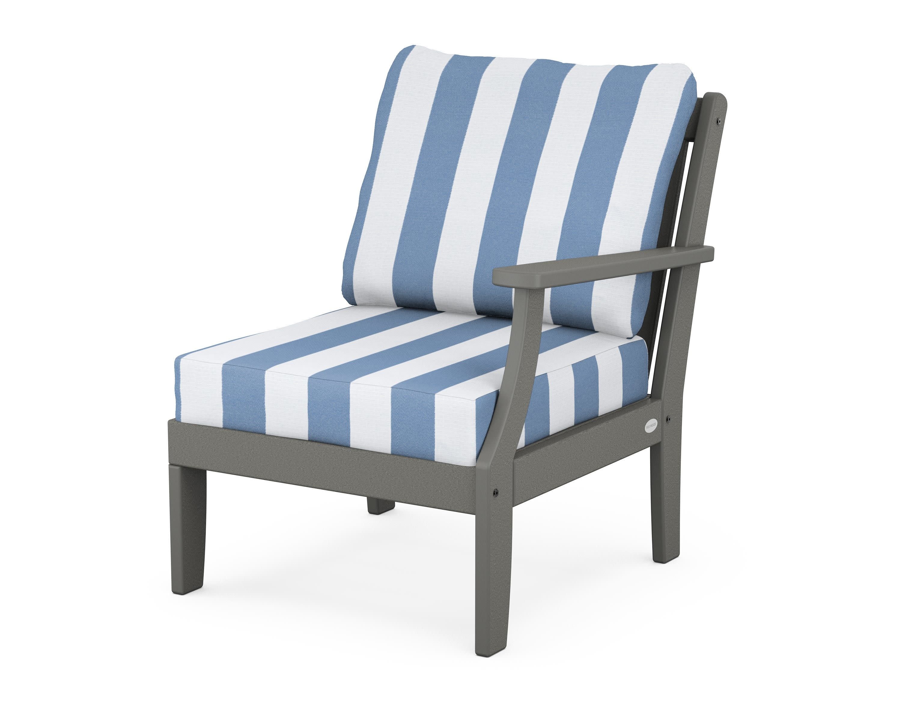 Braxton Modular Right Arm Chair in Slate Grey / Cabana Stripe Sky Blue
