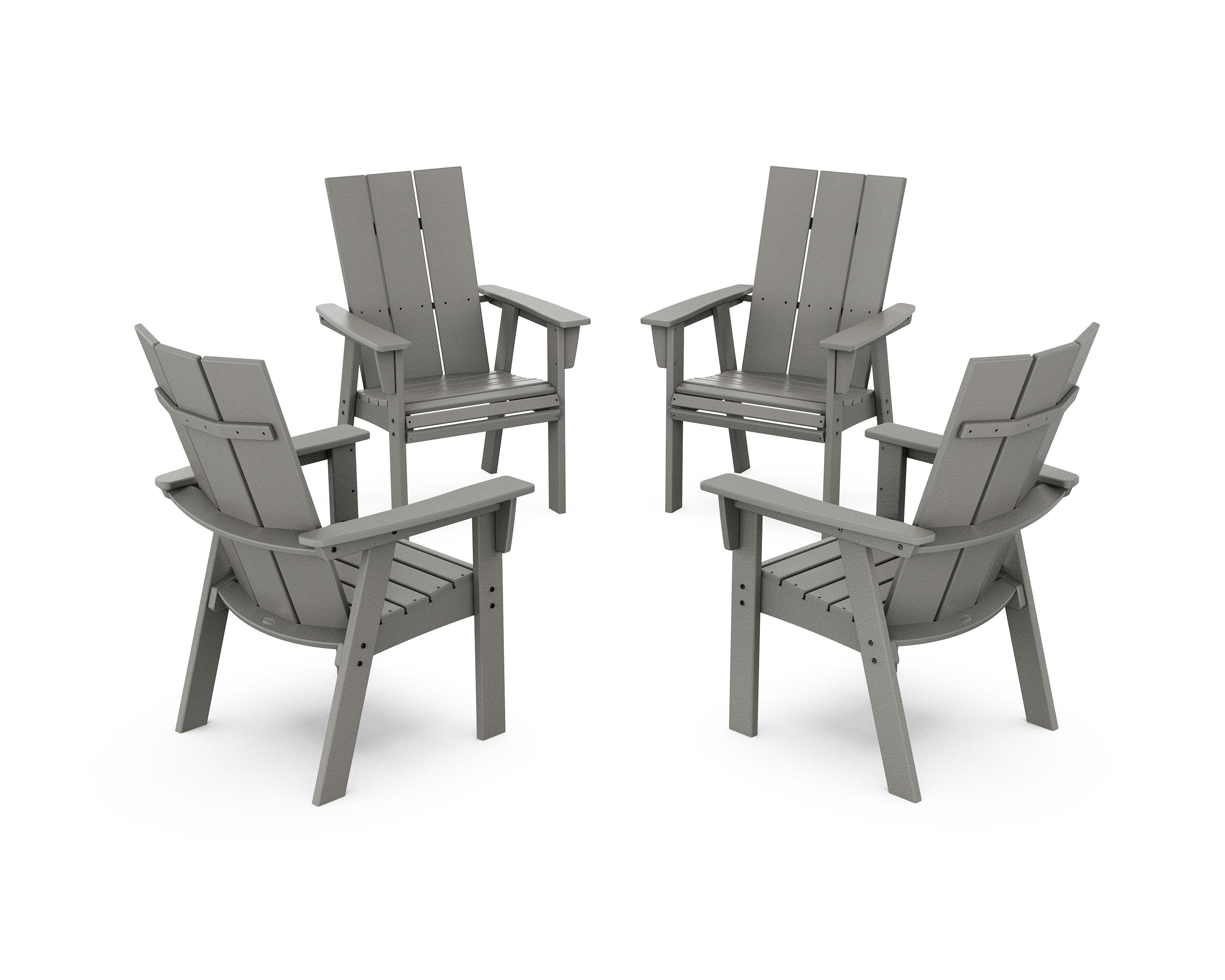 Modern 4-Piece Curveback Upright Adirondack Conversation Set in Slate Grey