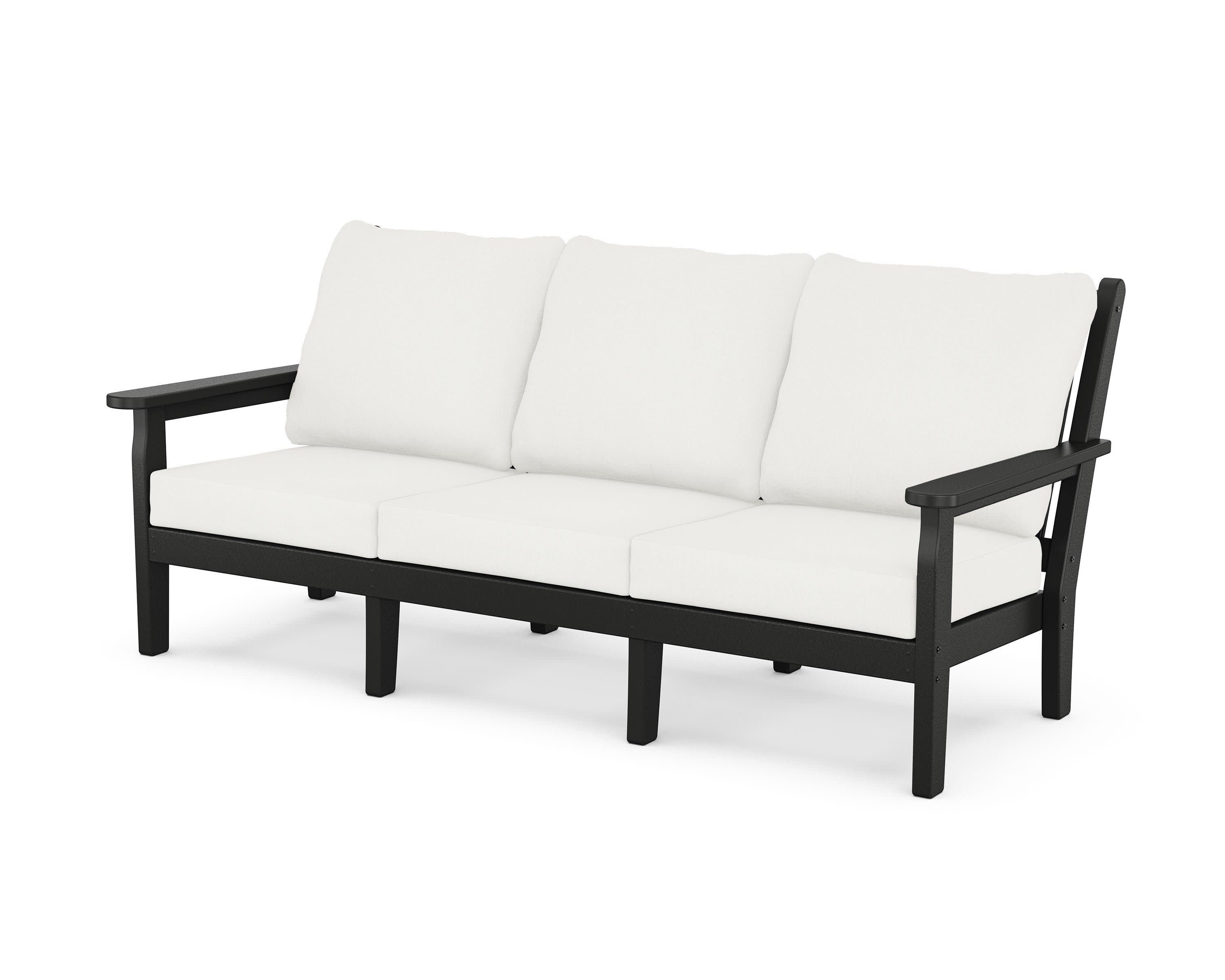 Chippendale Deep Seating Sofa in Black / Natural Linen