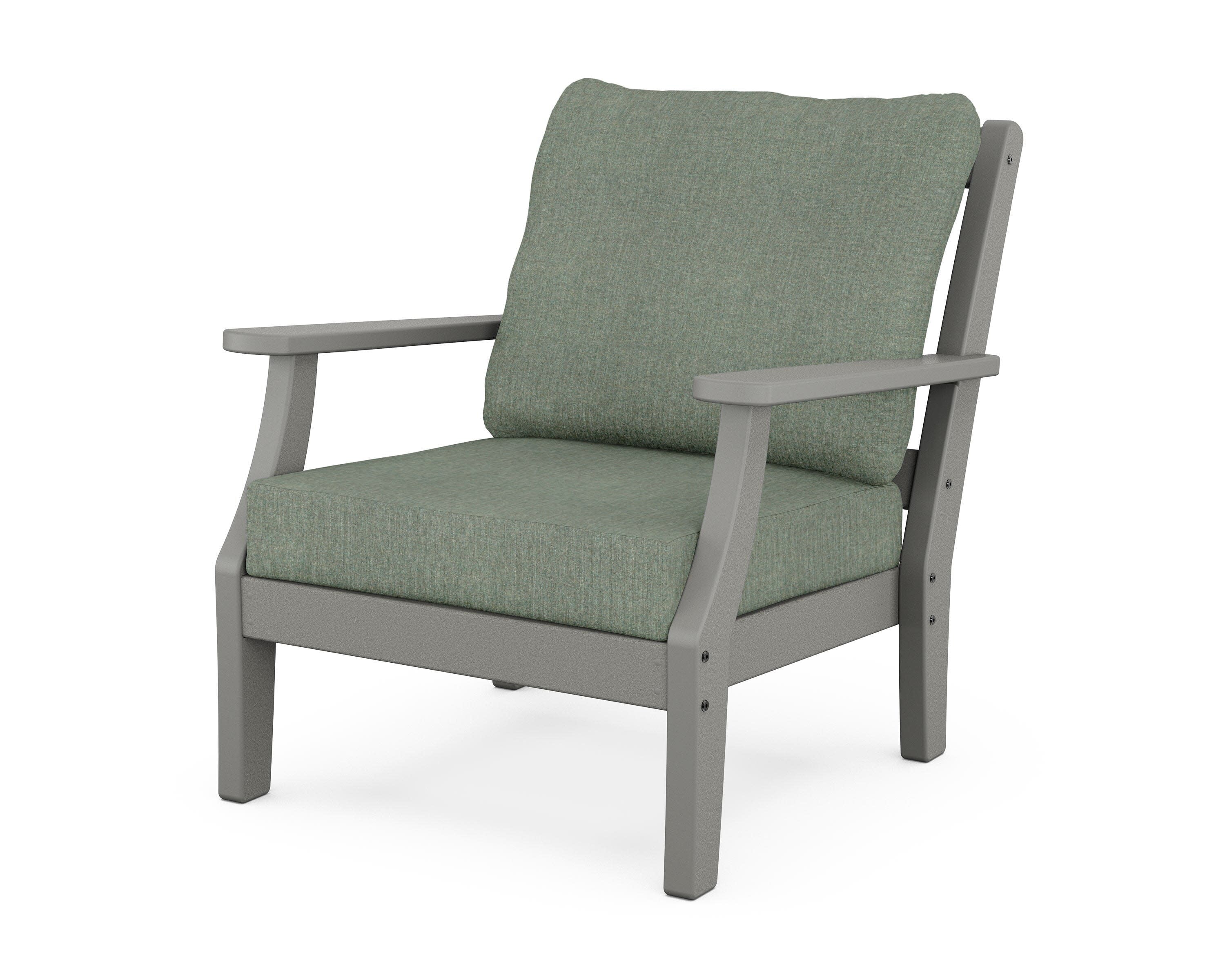 Chinoiserie Deep Seating Chair in Slate Grey / Cast Sage