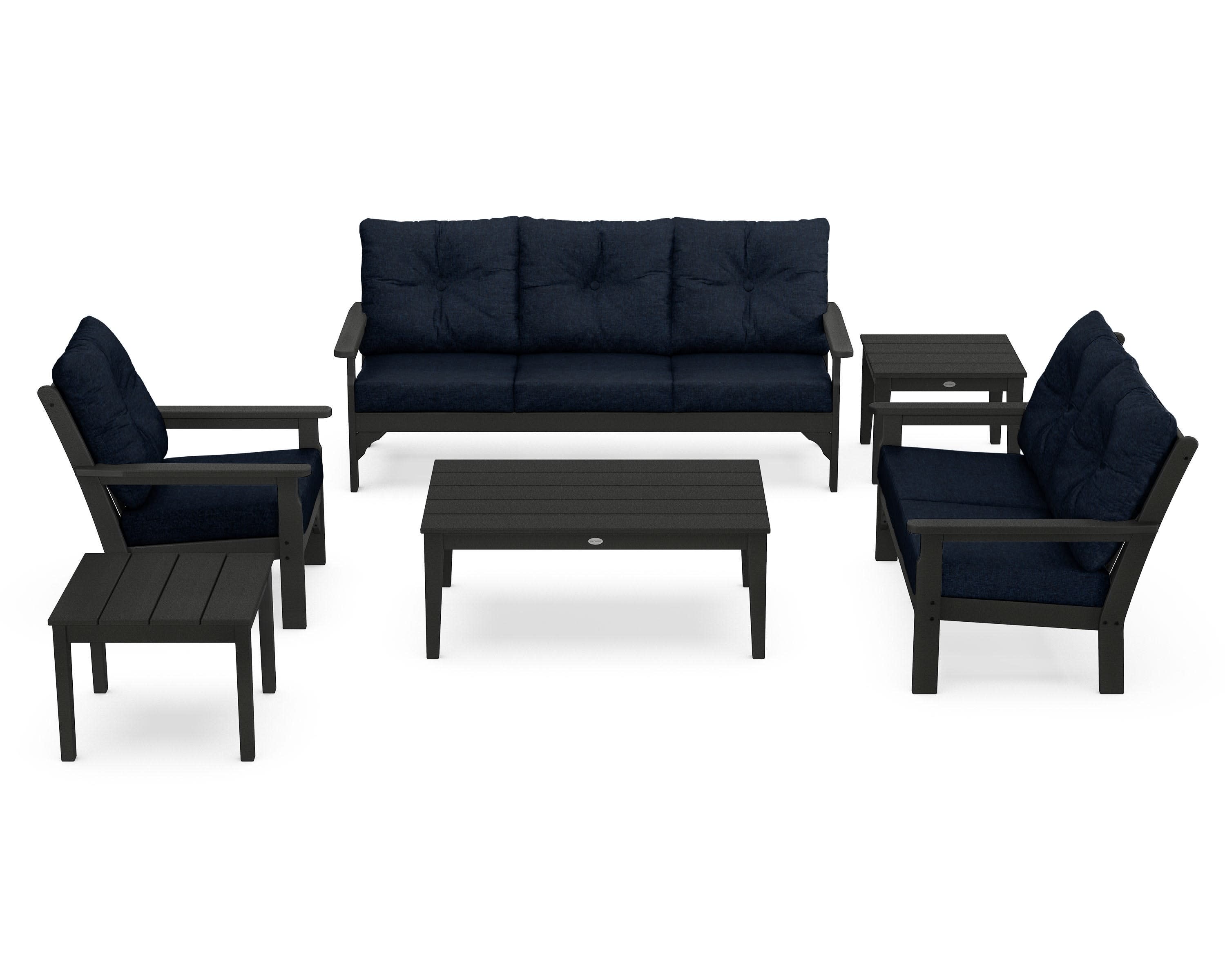 Vineyard 6-Piece Deep Seating Set in Green / Marine Indigo