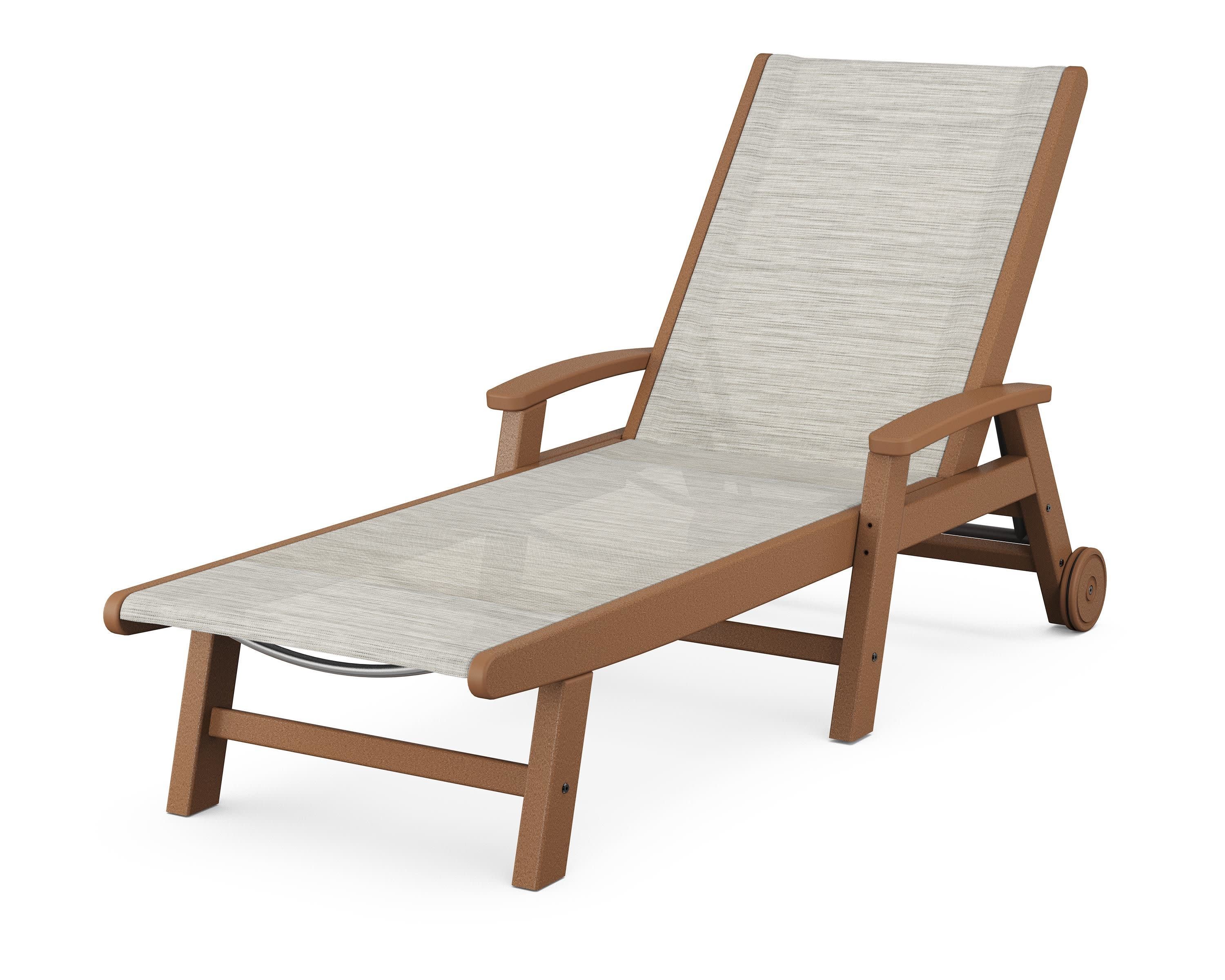 Coastal Chaise with Wheels in Teak / Birch Sling