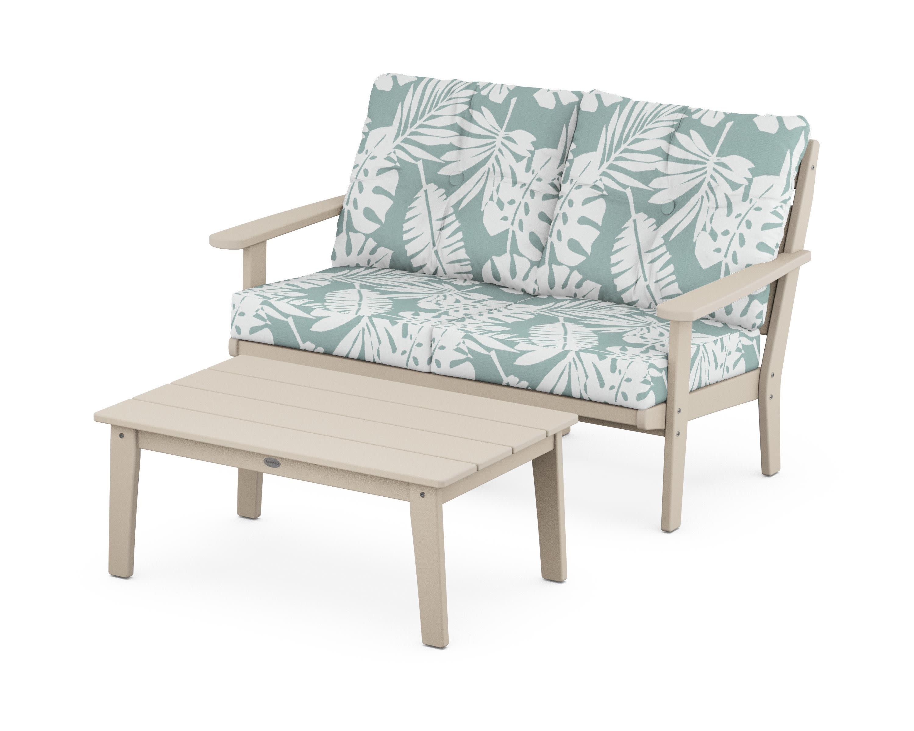 Lakeside 2-Piece Lounge Loveseat Set in Sand / Leaf Glacier Spa