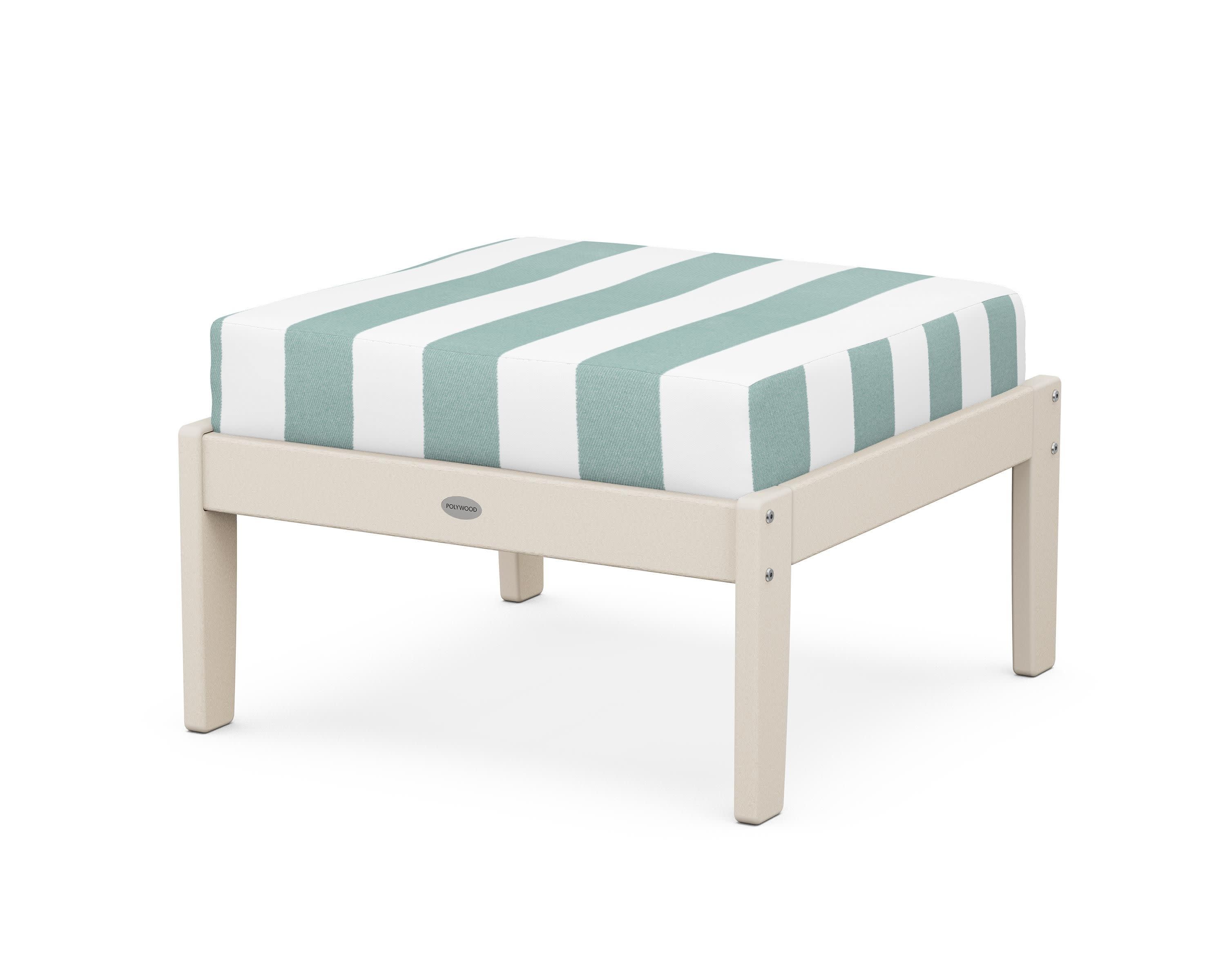 Braxton Deep Seating Ottoman in Sand / Cabana Stripe Glacier Spa